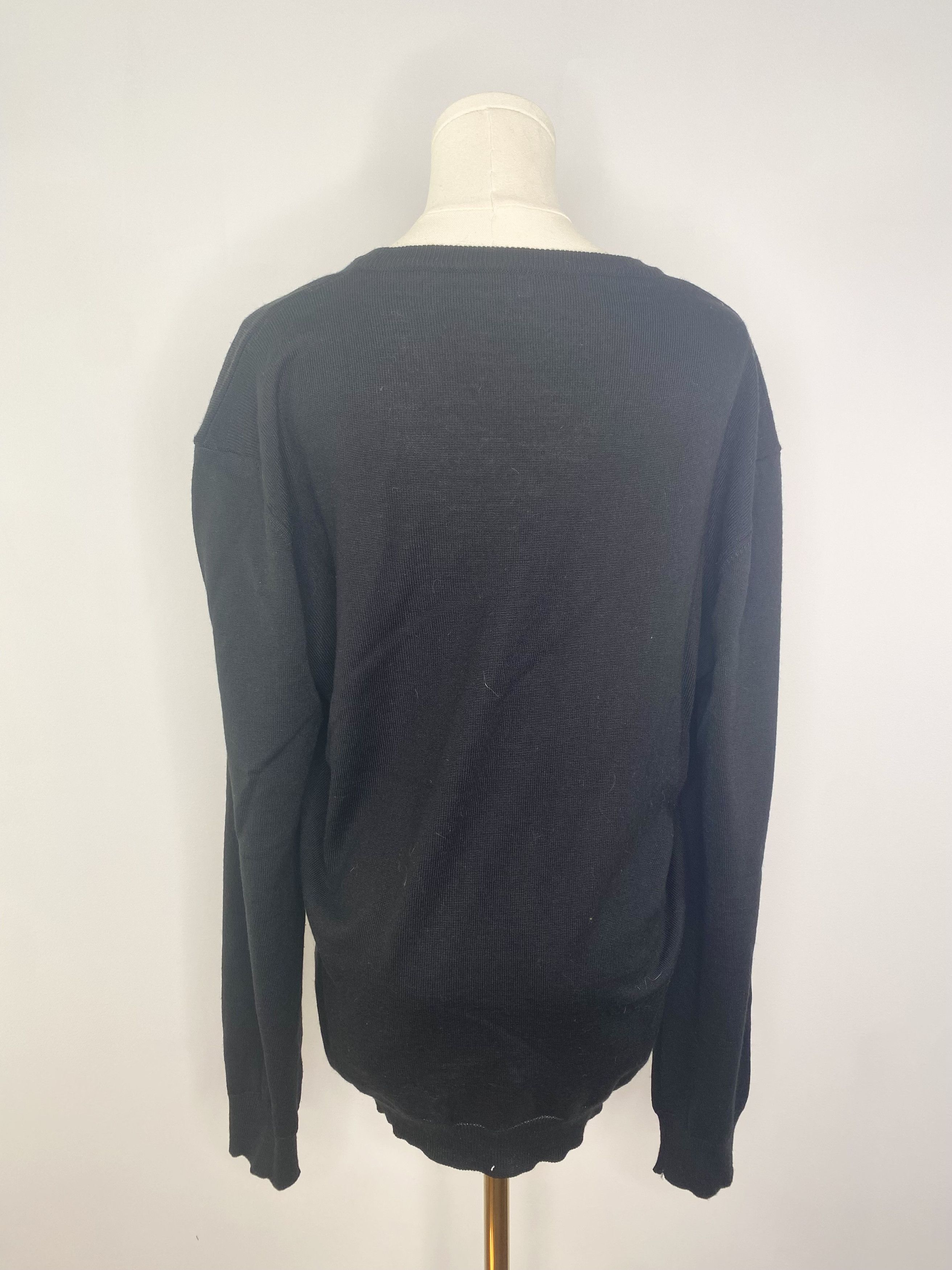 Vintage Merino Wool Black V-Neck Sweater - Strada Italy Size US M / EU 48-50 / 2 - 3 Thumbnail