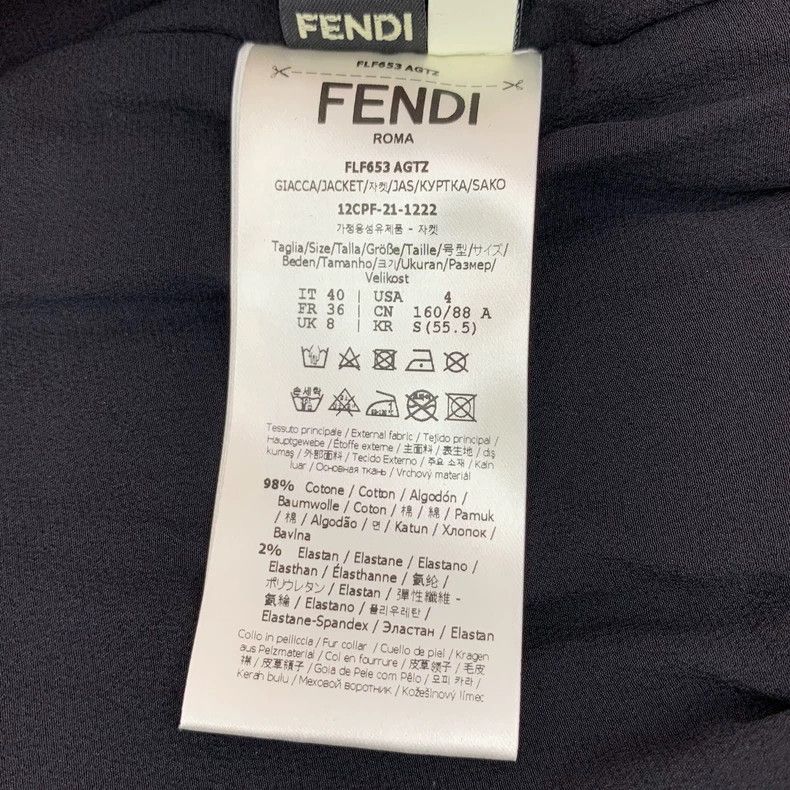 Fendi FENDI Black logo letter full-print cotton fur collar zippe Size XS / US 0-2 / IT 36-38 - 7 Thumbnail