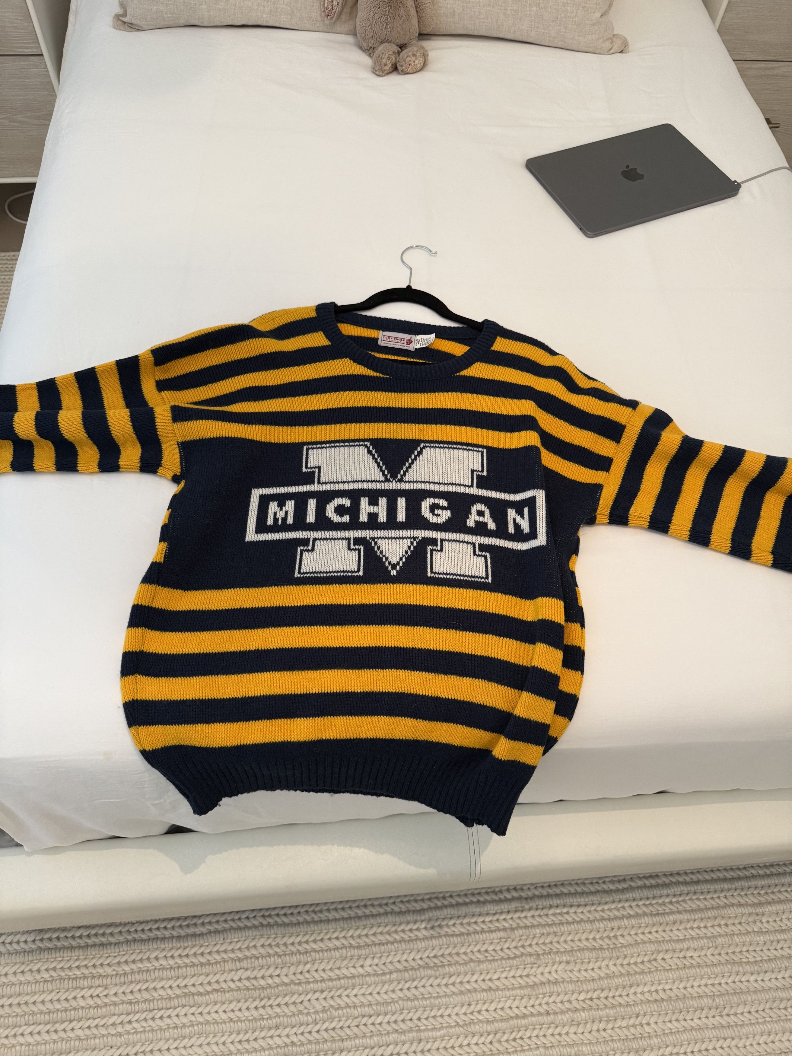 Vintage Michigan Striped Sweater Size L / US 10 / IT 46 - 3 Thumbnail