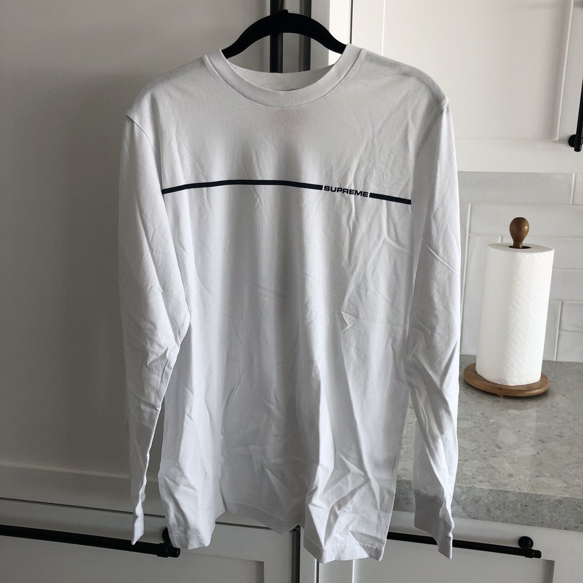 Supreme New Supreme Chest Stripe Tee LS Long Sleeve Shirt Medium Size US M / EU 48-50 / 2 - 1 Thumbnail