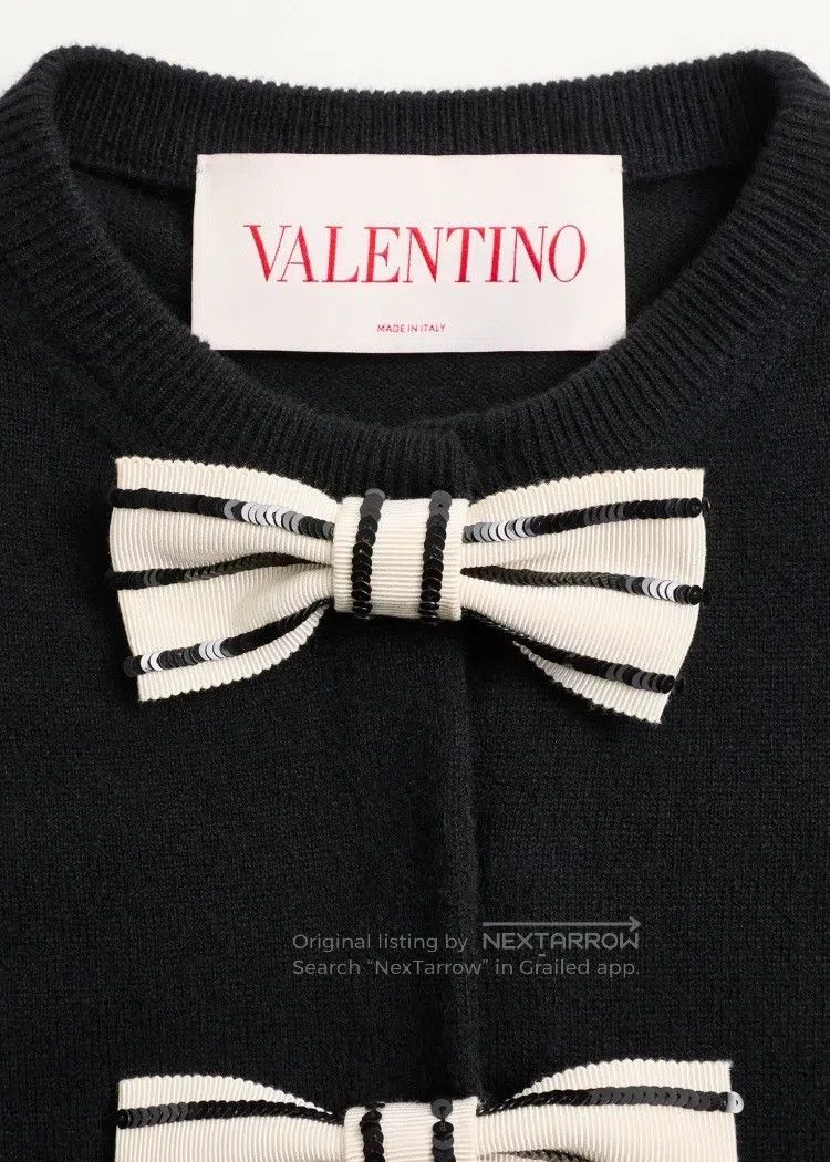Valentino Valentino Wool embroidered bow cardigan Size S / US 4 / IT 40 - 9 Thumbnail