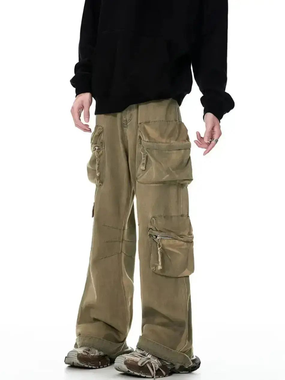 Japanese Brand Punk wasteland style dyed distressed multi-pocket jeans Size US 32 / EU 48 - 1 Thumbnail