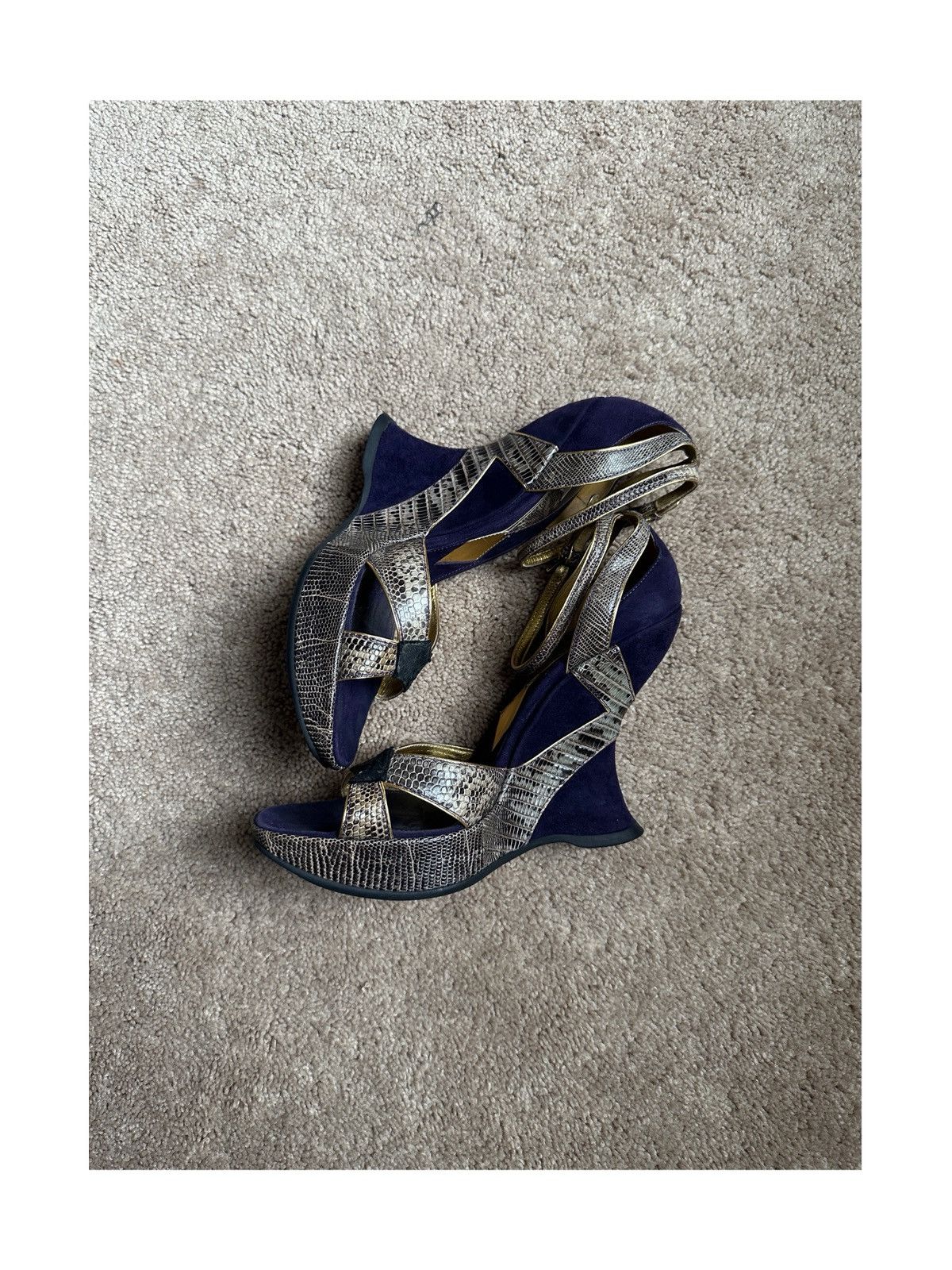 Prada Prada Embossed Snakeskin Wedges Size US 10 / IT 40 - 1 Thumbnail