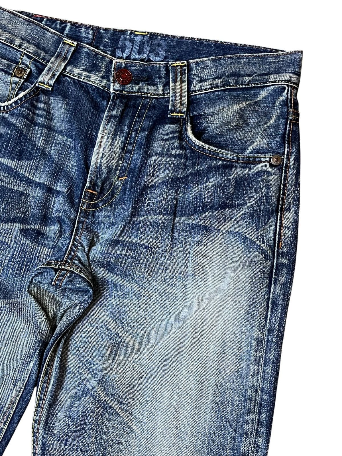 Edwin Vintage y2k EDWIN 503 BLUE TRIP straight cut whiskers jeans Size US 31 - 5 Thumbnail
