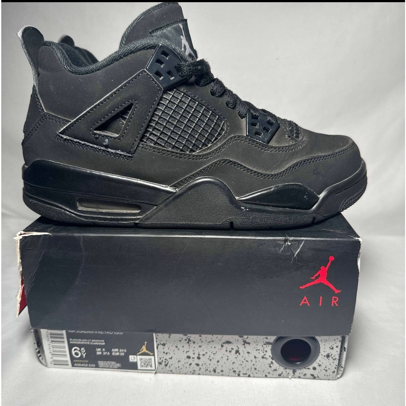 Jordan Brand × Nike Size 6 Nike Air Jordan 4 Retro GS Black Cat 2020 Men's Shoes Size US 6 / EU 39 - 1 Thumbnail