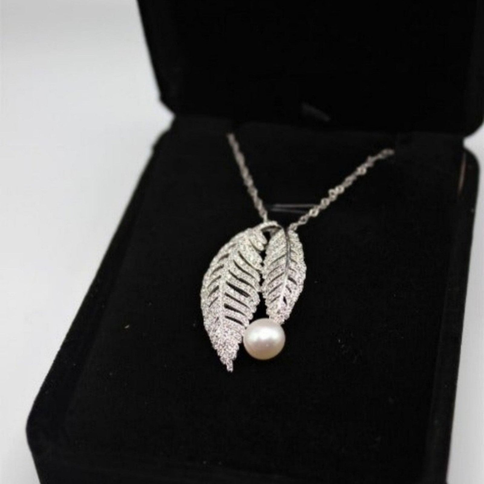 Other Double Leaves Necklace Pearl Pendant Sterling Silver NWT Size ONE SIZE - 3 Thumbnail