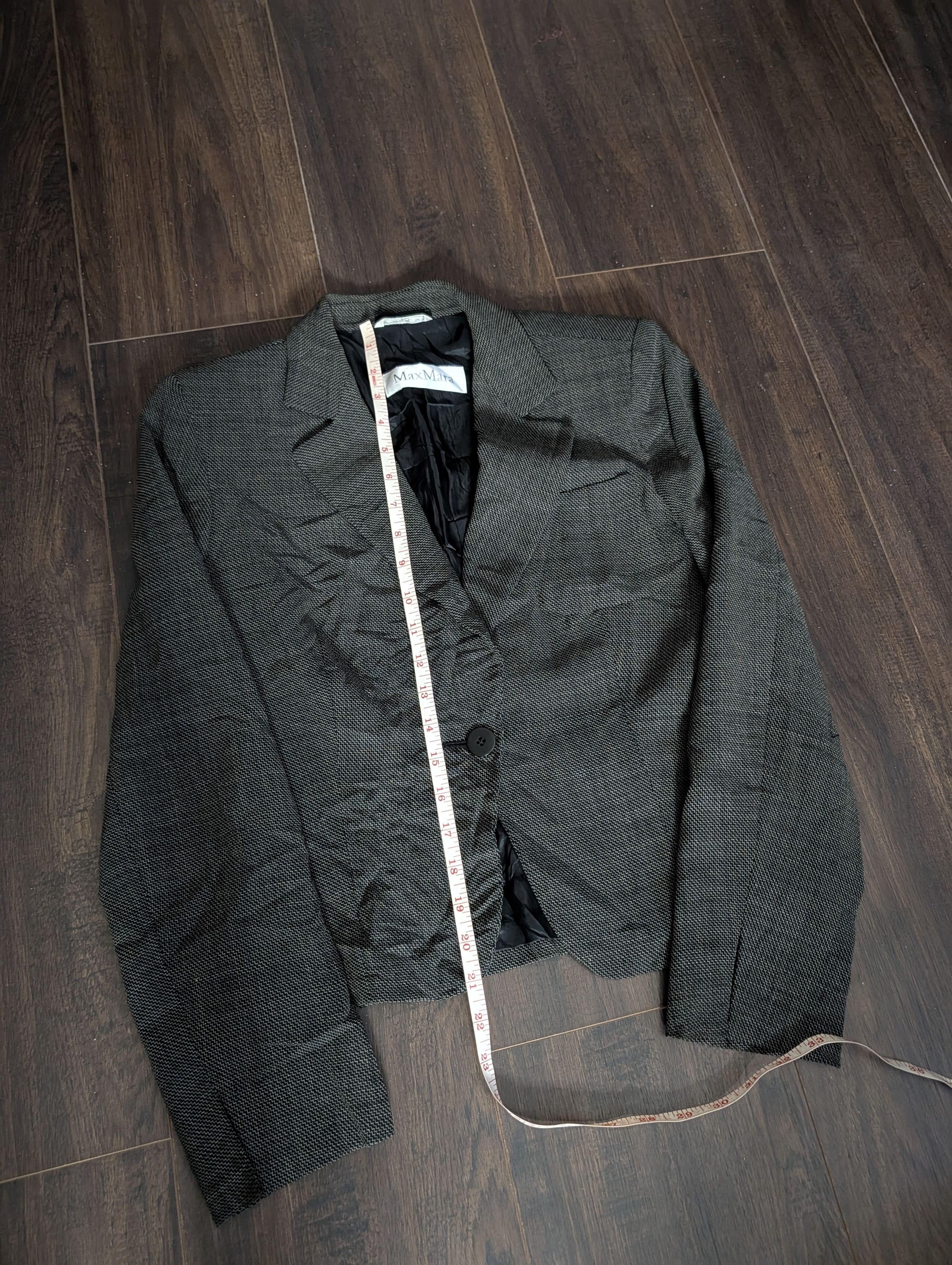 Max Mara Gray zigzag knit strong shoulder virgin wool 1-button jacket Size M / US 6-8 / IT 42-44 - 16 Thumbnail