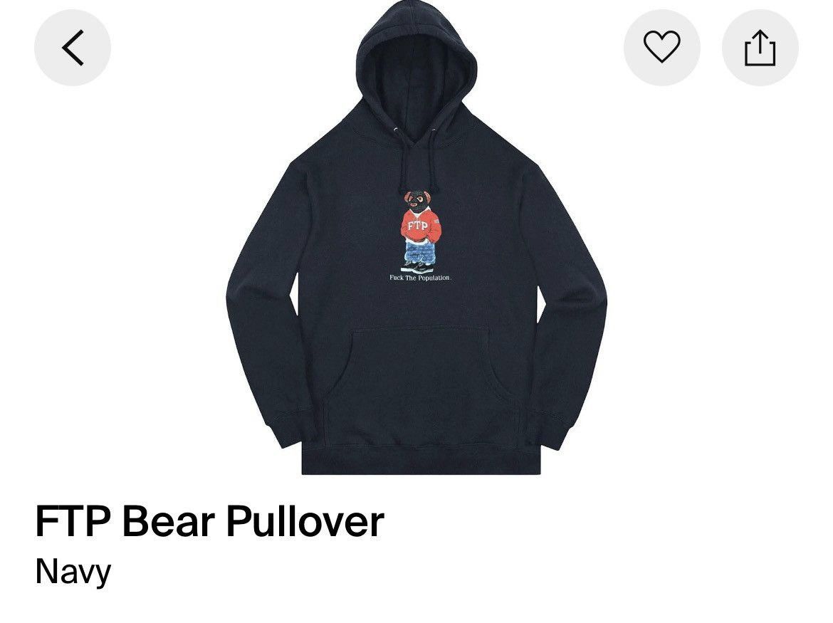 Fuck The Population FTP Bear Hoodie Navy XL Rare Size US XL / EU 56 / 4 - 1 Thumbnail