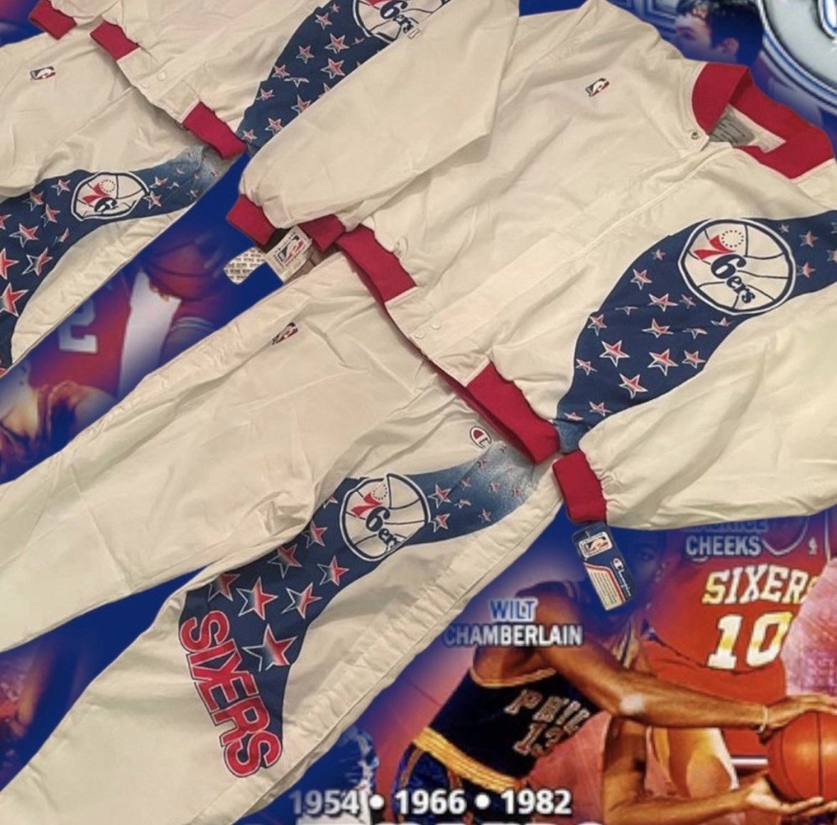 Champion 💎 ViNTaGE 💎💯% AuTHeNTiC 76’eRs CHaMPioN 🏆 WaRM-Up 🏀 Size US 31 - 5 Thumbnail