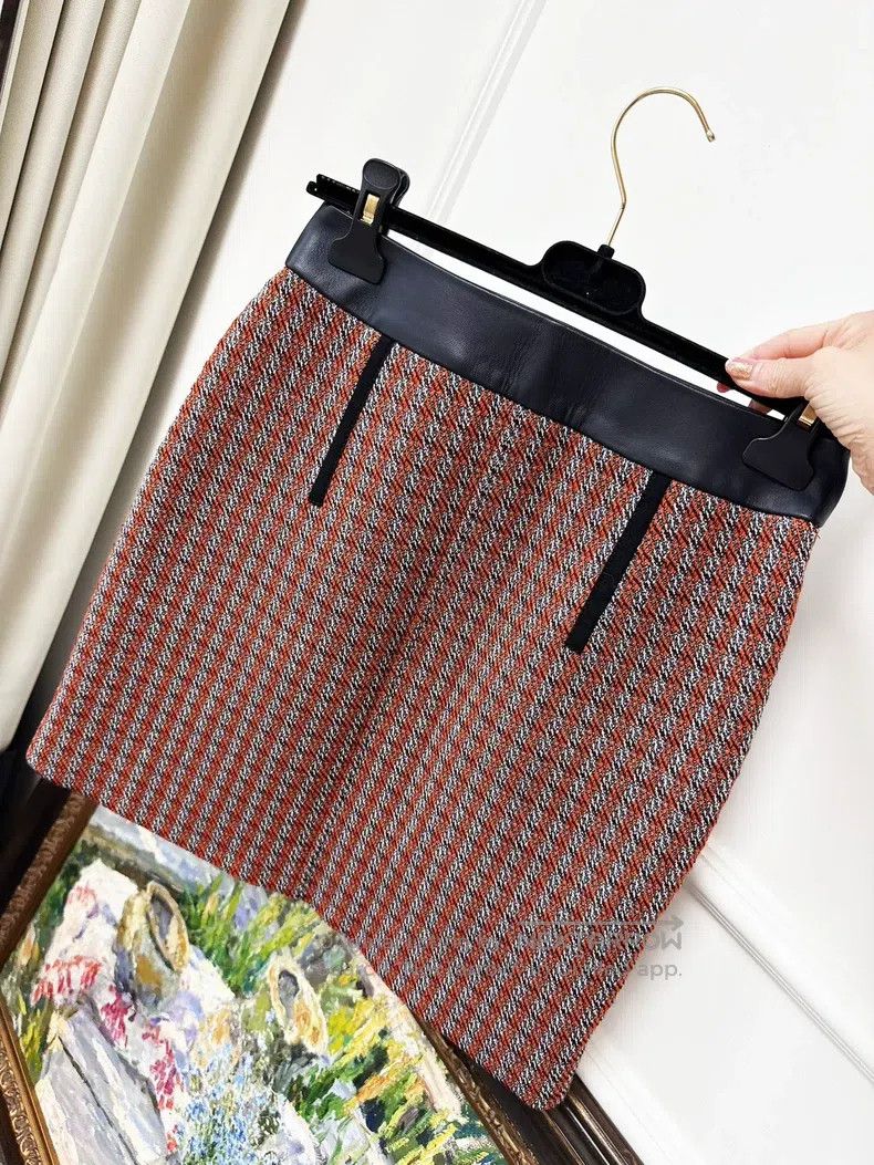 Hermes Hermes Autumn/winter orange and gray plaid soft wool and l Size 24" / US 00 / IT 34 - 6 Thumbnail