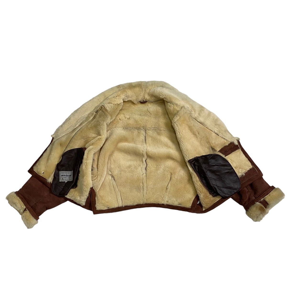 Handmade Massini Fur Faux double breasted cropped leather jacket Size US M / EU 48-50 / 2 - 7 Thumbnail