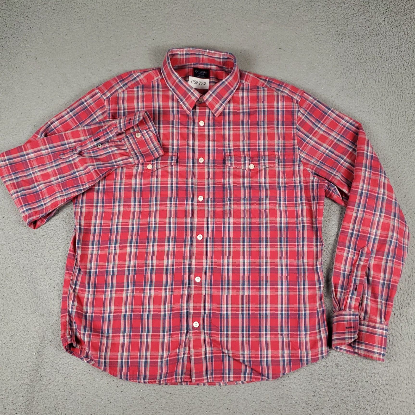 UNTUCKit VINTAGE UNTUCKit Shirt Mens Size XL Red Plaid Long Sleeve Casual Button Up Size US XL / EU 56 / 4 - 2 Thumbnail