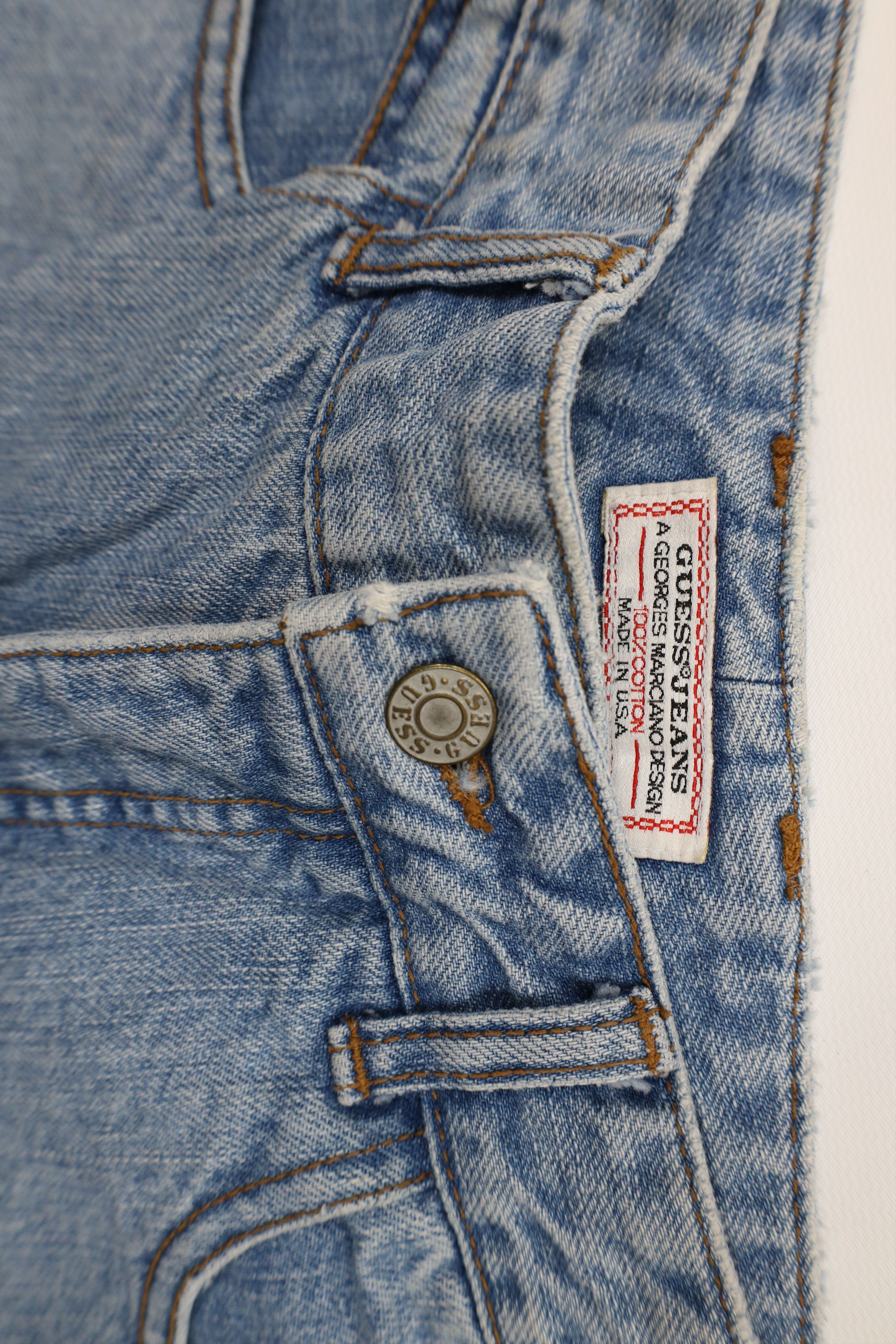 Guess Vintage 80s 90s Guess Tapered Leg Denim Jeans Blue USA Size 31" - 8 Thumbnail