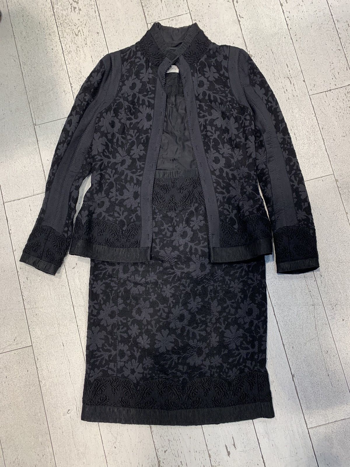 image of Rochas Black Jacquard Skirt Set, Women's (Size Medium)
