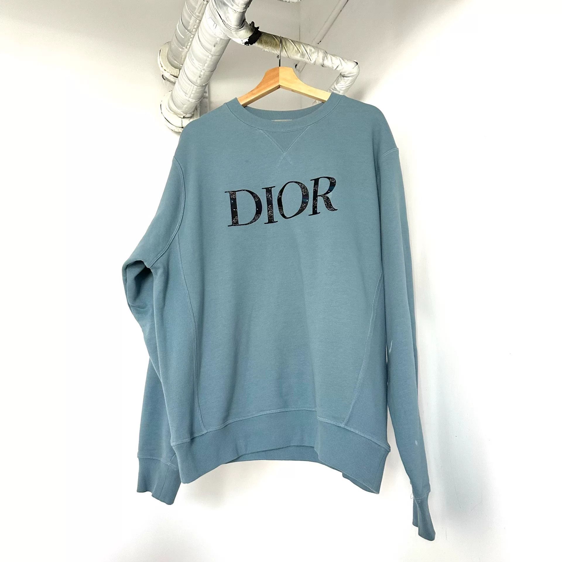 Dior Dior Fog Blue Crewneck Embroidered Sweatshirt Size US XXL / EU 58 / 5 - 1 Thumbnail