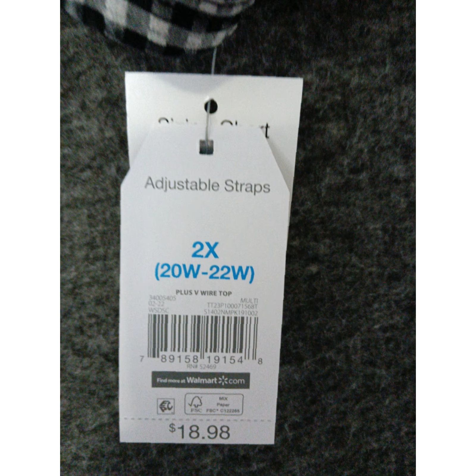 Vintage Time and Tru Women’s V Wire Longline Checkered Spaghetti Strap Swimsuit Top 2XL Size XXL / US 16-18 / IT 52-54 - 6 Thumbnail