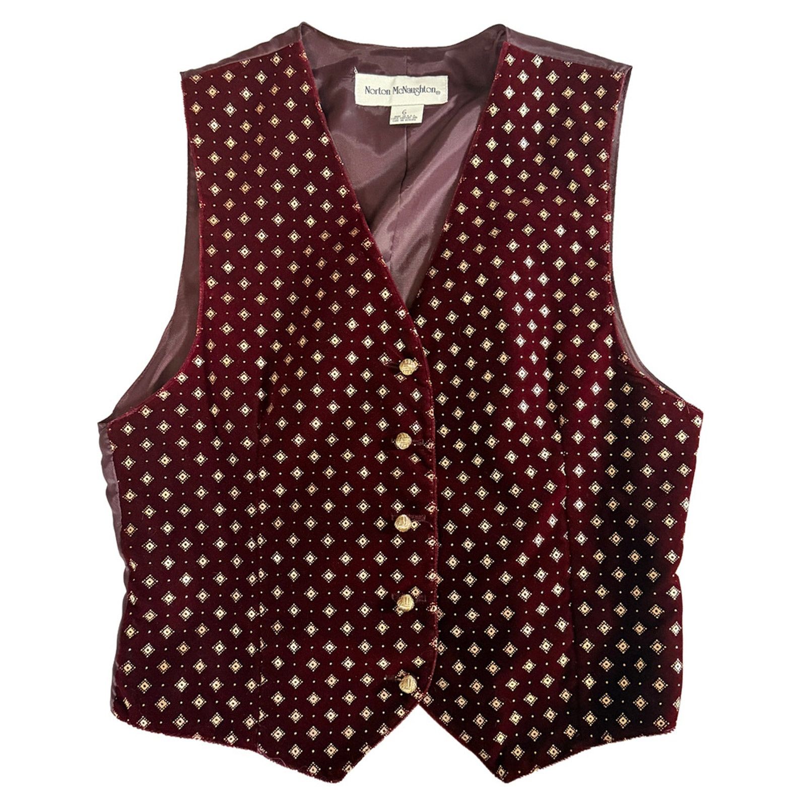 Other Vintage burgundy gold velvet vest norton mcnaughton goth Size S / US 4 / IT 40 - 1 Thumbnail