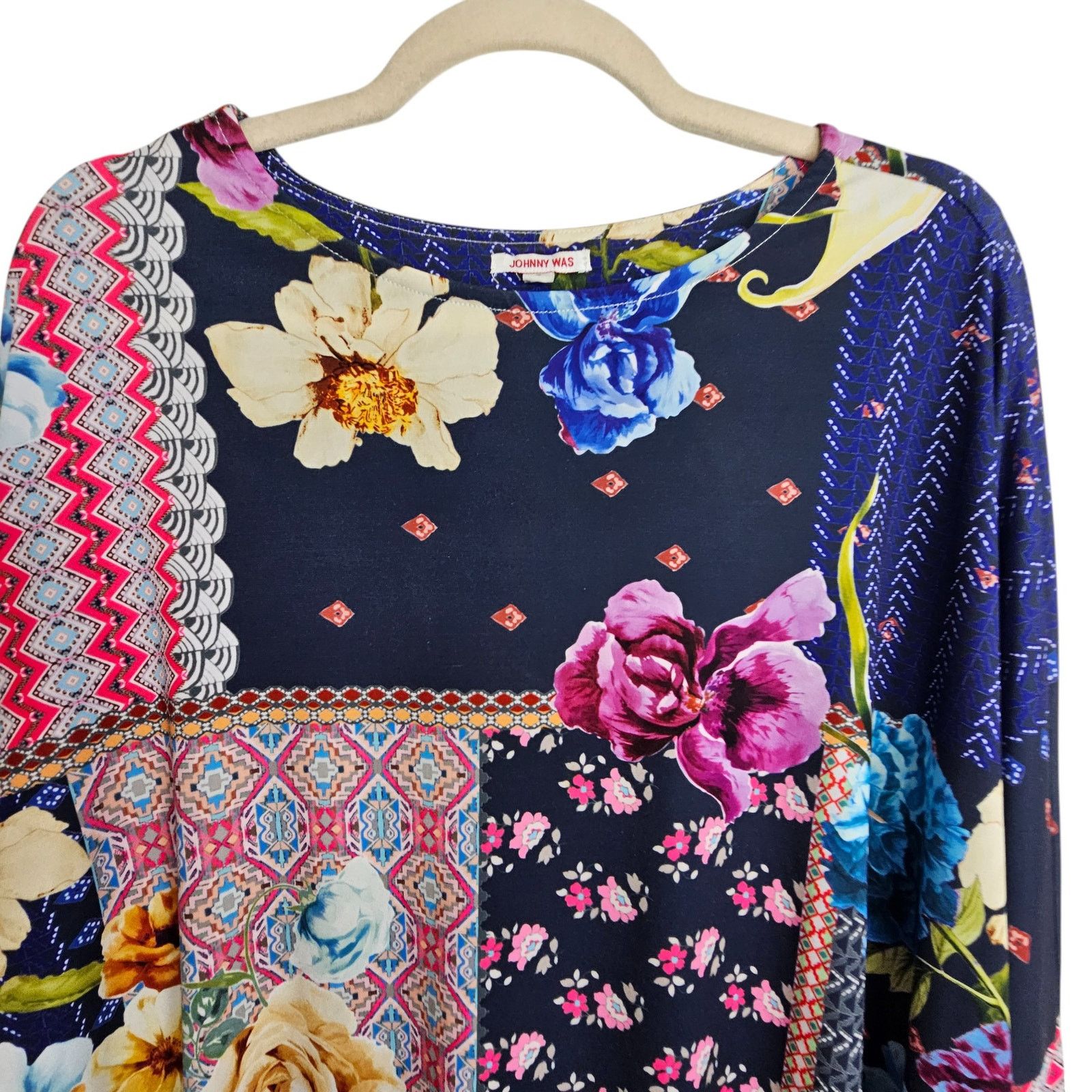Johnny Was Johnny Was Womens Patchwork Floral Blouse Boho Sz S Hippie Size S / US 4 / IT 40 - 2 Thumbnail