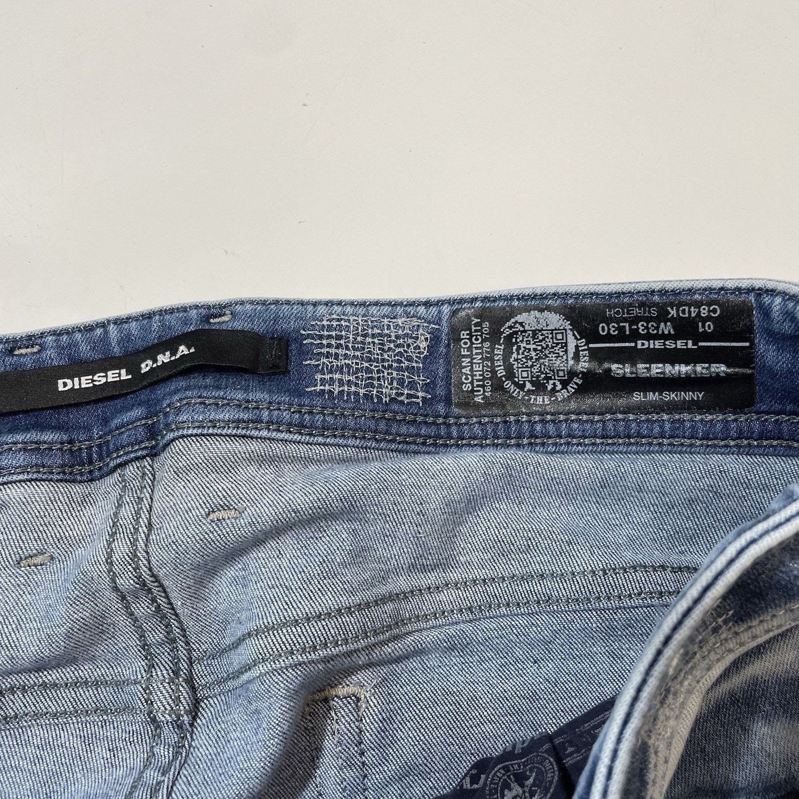 Diesel Diesel Jeans Men’s Blue Denim Sleenker Skinny *Flawed 33x30 Size US 33 - 10 Thumbnail
