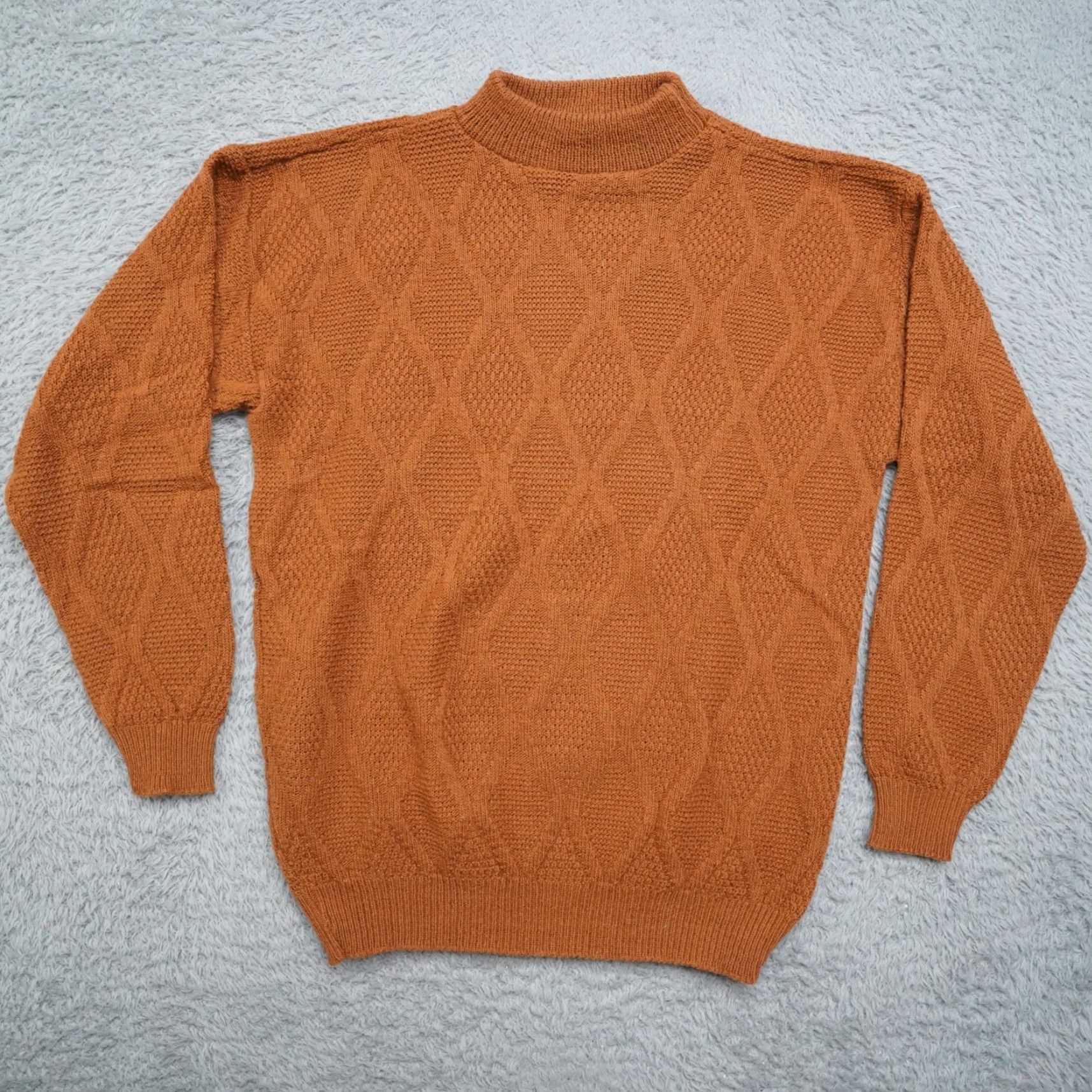 Vintage VINTAGE American Pride Sweater 80s Geometric Heart Knit Wool Blend Mock Neck Womens M Brown Crewneck Pullover Vintage Decade 80s Womens Size M / US 6-8 / IT 42-44 - 2 Thumbnail