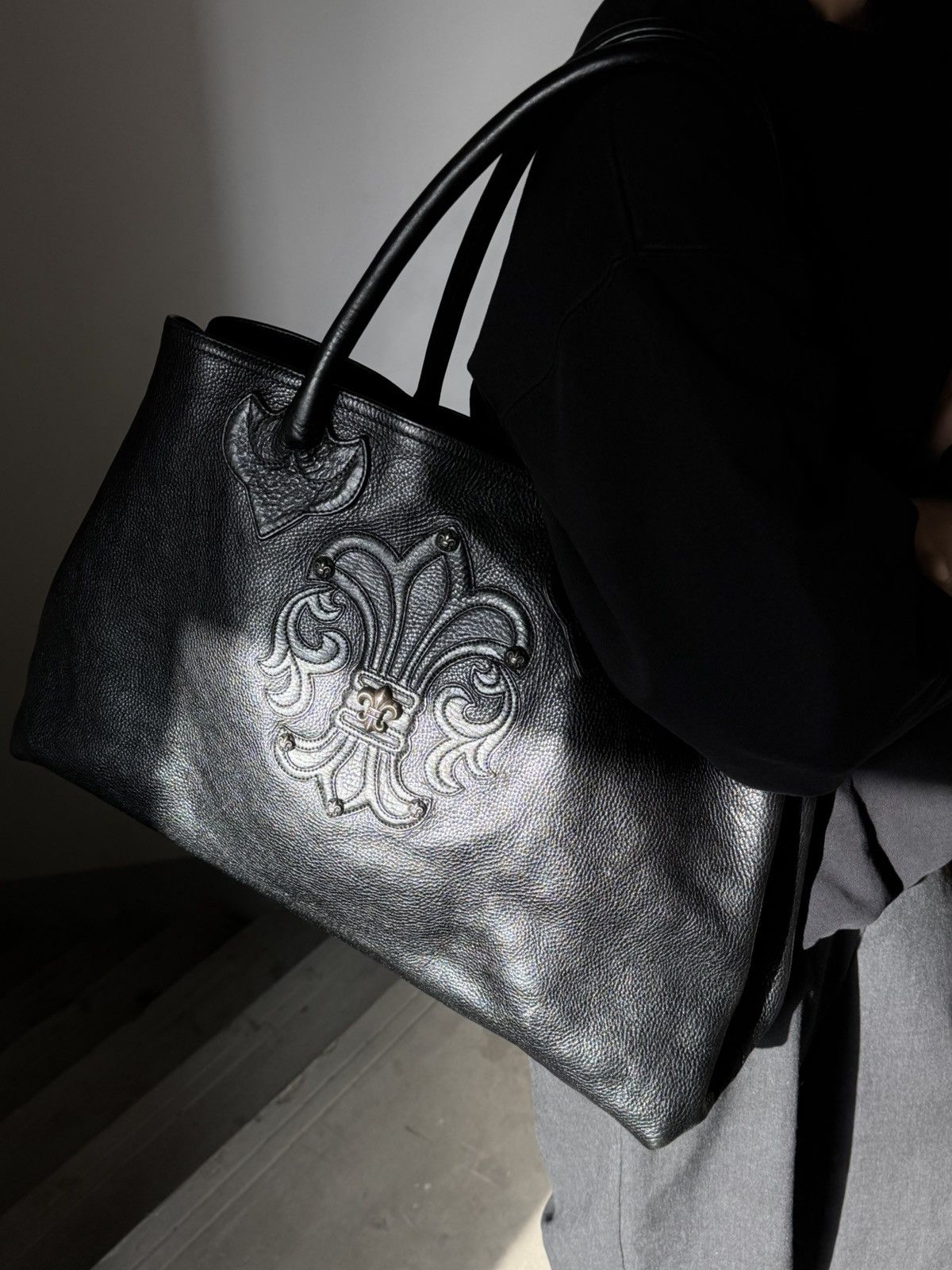 Chrome Hearts Chrome Hearts Black Fleur Patch Tote Bag Size ONE SIZE - 4 Thumbnail