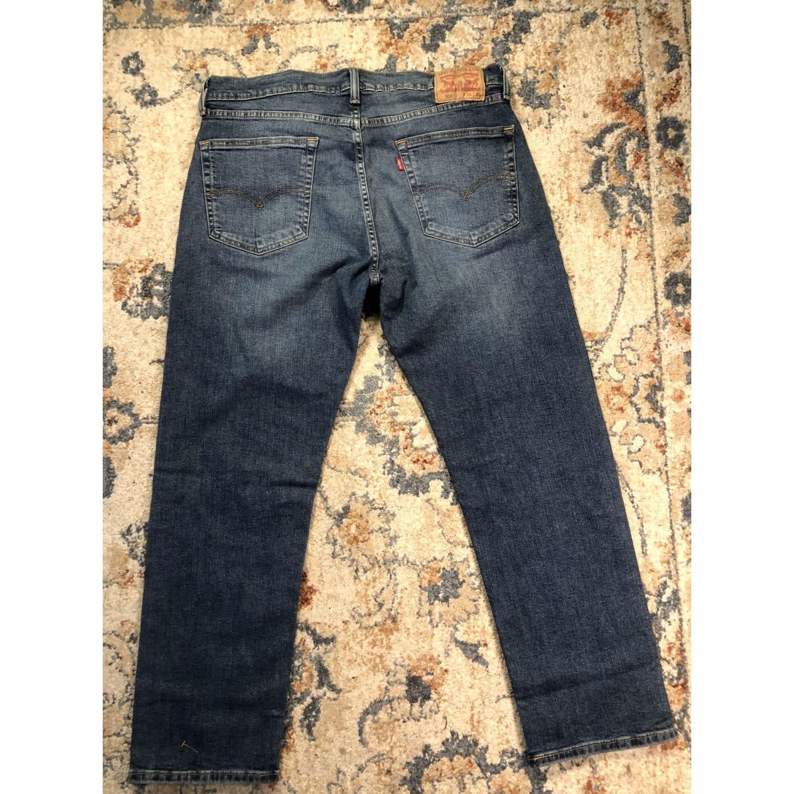 Levi's Levi's 505 Jeans Mens 36x30 Blue Medium Wash Regular Straight Zip Fly Denim Jeans Regular Fit Mens Size US 36 / EU 52 - 7 Thumbnail