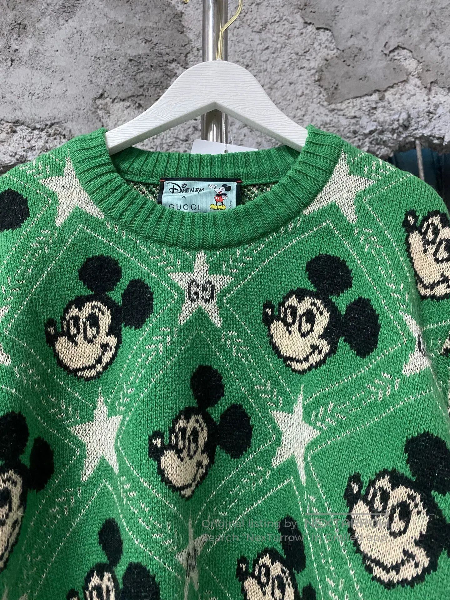 Gucci Green Mickey Mouse Star Pattern Knit Sweater. Size US S / EU 44-46 / 1 - 3 Thumbnail