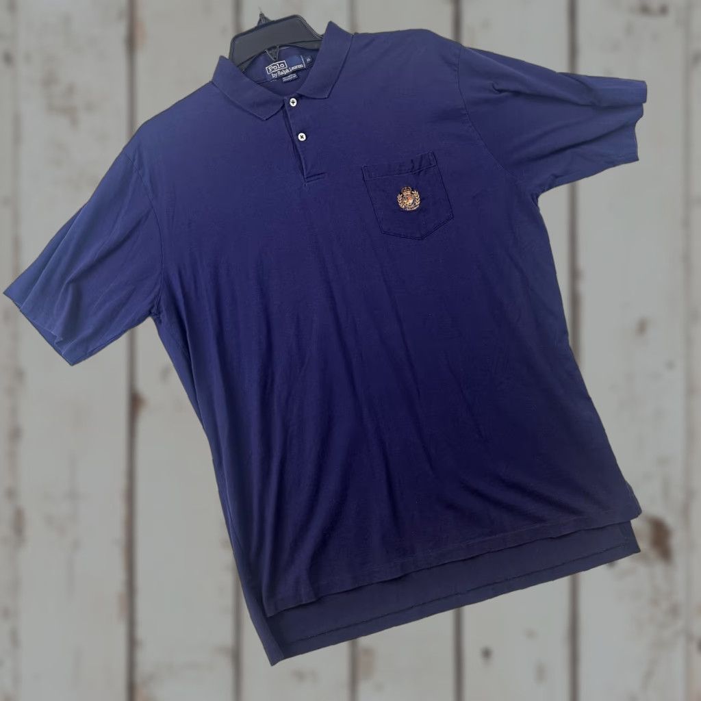 Polo Ralph Lauren VINTAGE Polo Ralph Lauren Polo Shirt Mens XL Navy Crest Pocket Short Sleeve Classic Size US XL / EU 56 / 4 - 1 Thumbnail