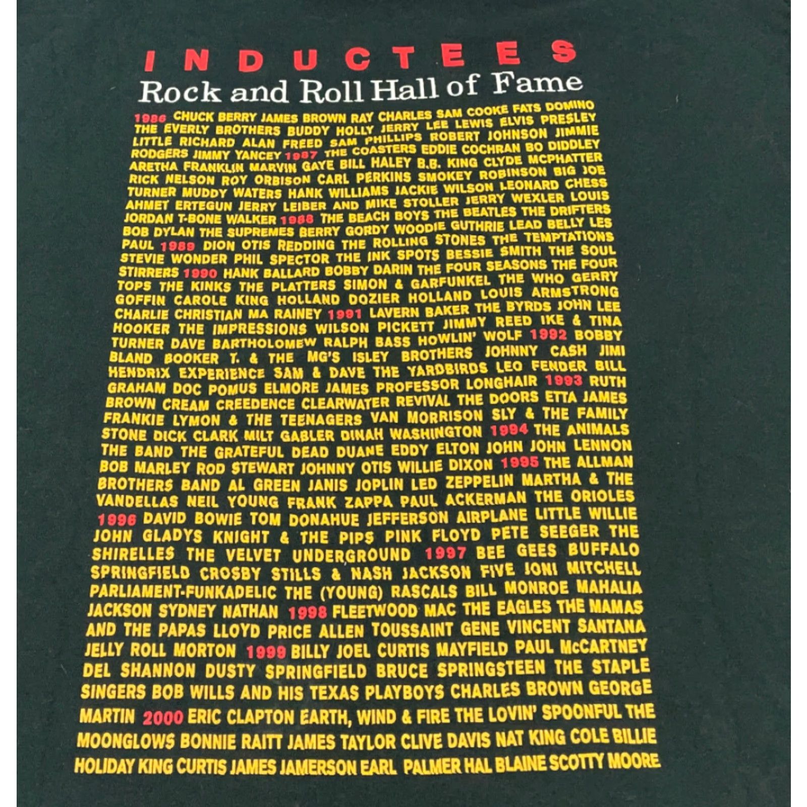 Anvil VTG 2000 Rock and Roll Hall of Fame T-Shirt Adult XL Inductees List Print Y2K Size US XL / EU 56 / 4 - 7 Thumbnail