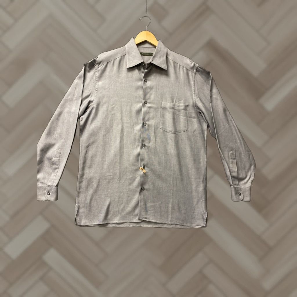 Ermenegildo Zegna Ermenegildo Zegna Shirt Gray Cotton Button Dress Shirt Large Mens 48 Chest 16 Neck Geometric Size US L / EU 52-54 / 3 - 1 Thumbnail