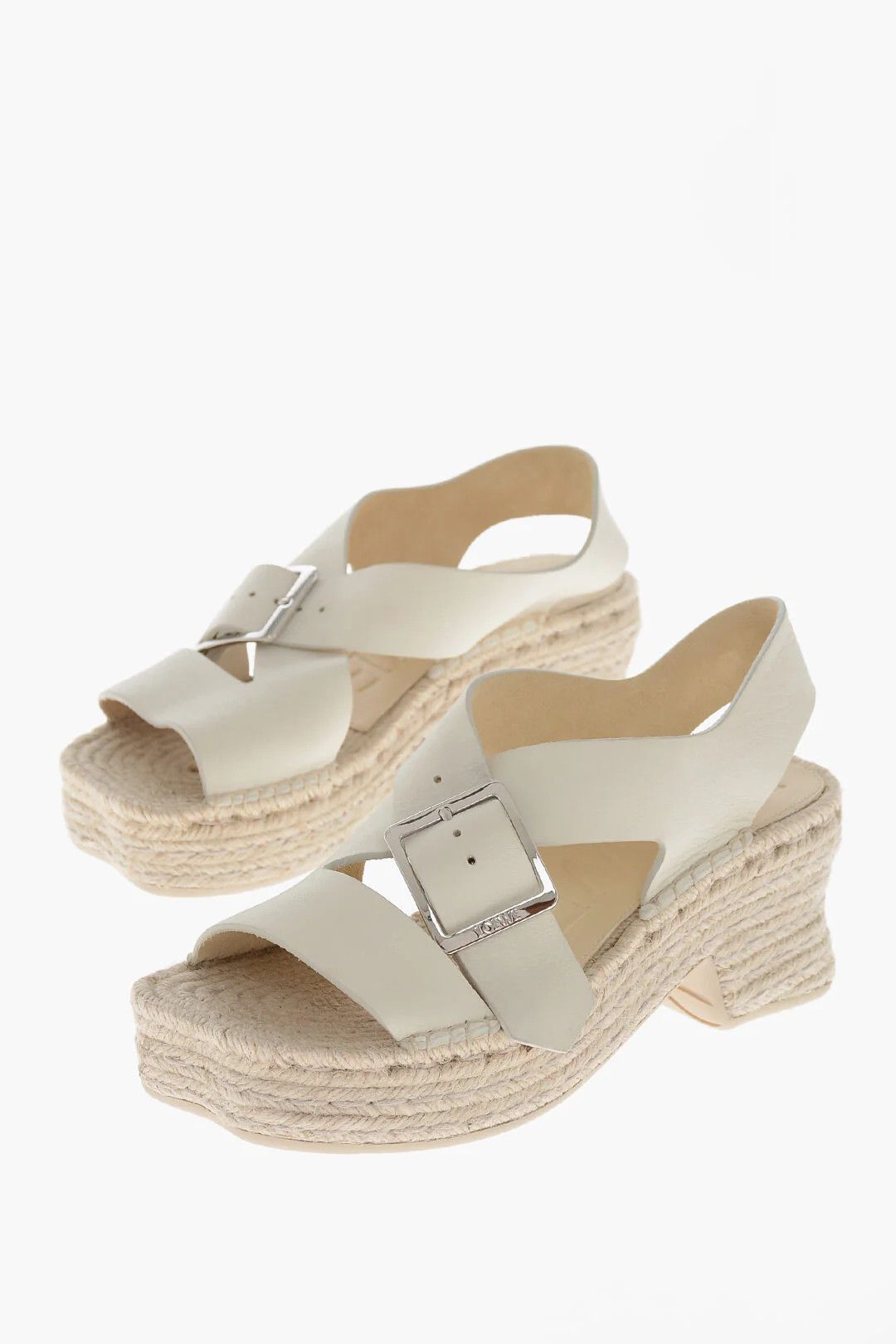 Loewe og1mm0426 Platform Leather Sandals in White Size US 10 / IT 40 - 3 Thumbnail