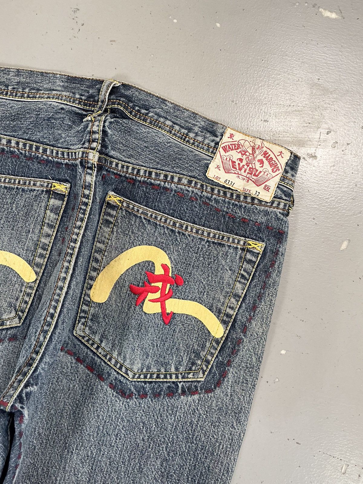 Japanese Brand × Vintage Vintage Evisu inspired Japanese SpellOut embroidered denim Size US 34 / EU 50 - 12 Thumbnail