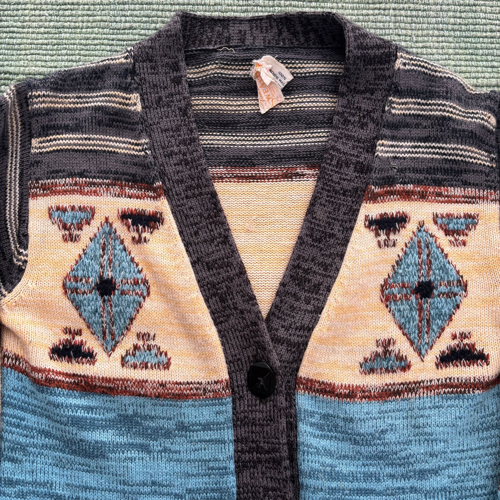 Vintage Vintage 70s Womens Knit Cardigan Boho Southwestern Hippie Size L / US 10 / IT 46 - 2 Thumbnail