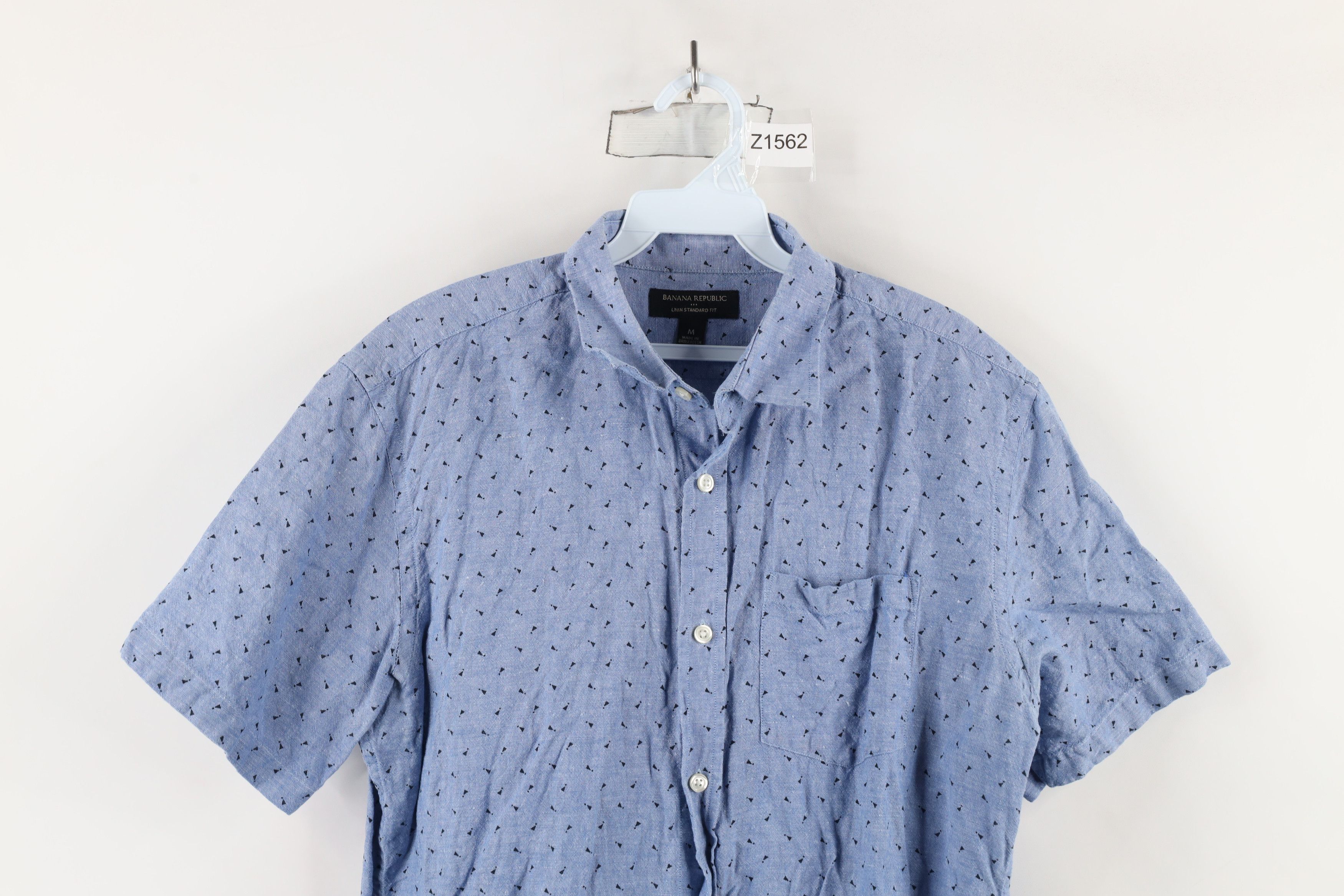 Banana Republic × Vintage Banana Republic Geometric Linen Short Sleeve Button Shirt Size US M / EU 48-50 / 2 - 2 Thumbnail