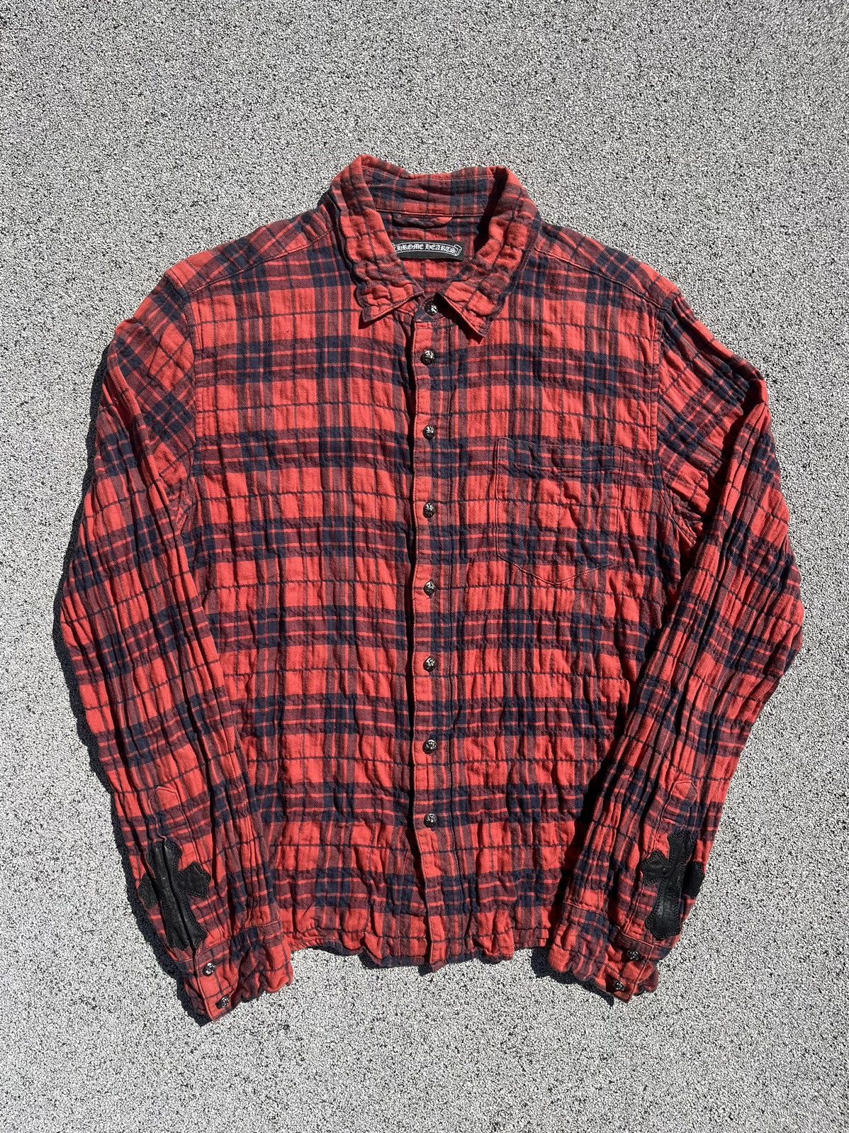 Chrome Hearts Vintage Chrome Hearts Loose Ends Leather Cross Patch Flannel Size US M / EU 48-50 / 2 - 1 Thumbnail