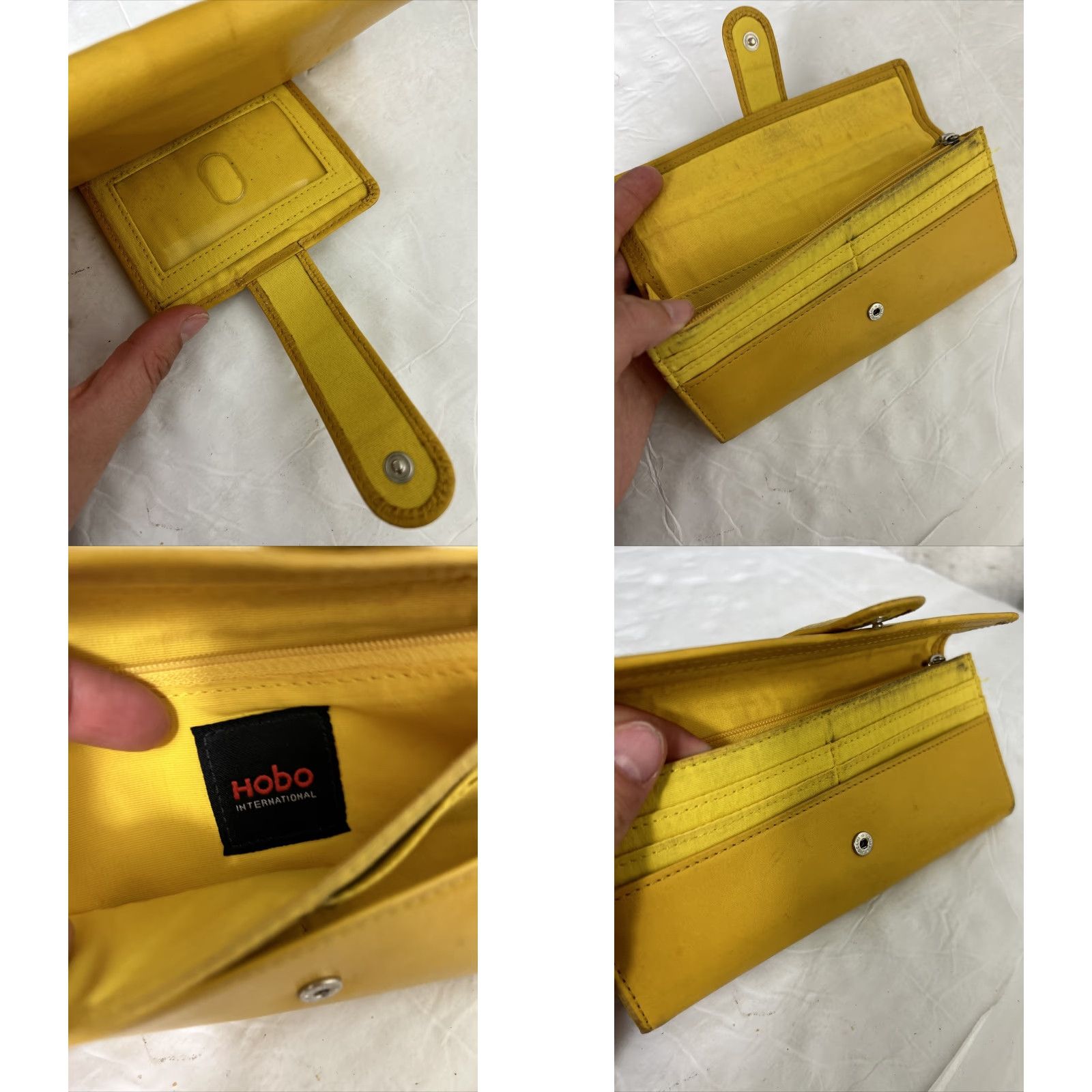 Vintage Hobo International Wallet Wristlet Yellow Leather Fold over Coin Stains 7.5x3.5x1 Women Folding Wallet Accessories Size ONE SIZE - 9 Thumbnail