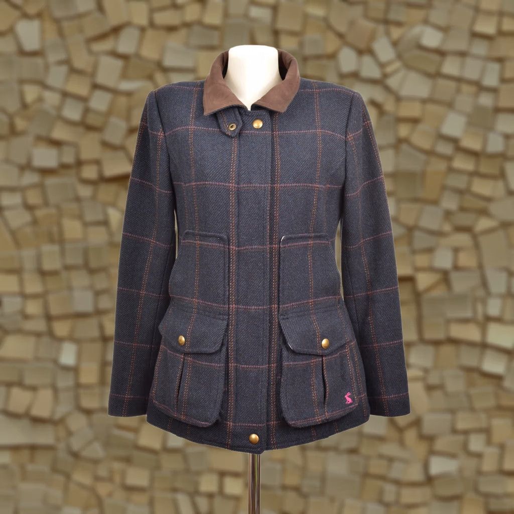 Vintage Joules DDP Tweed Field Jacket Coat Navy S Women Wool Pea Coat Vintage? Size S / US 4 / IT 40 - 1 Thumbnail