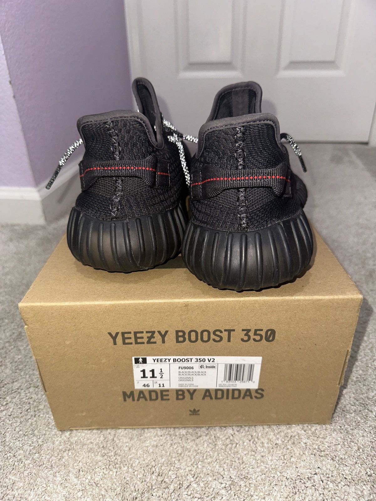 Adidas × Kanye West Adidas Yeezy Boost 350v2 Black Non-Reflective Size US 11.5 / EU 44-45 - 4 Thumbnail