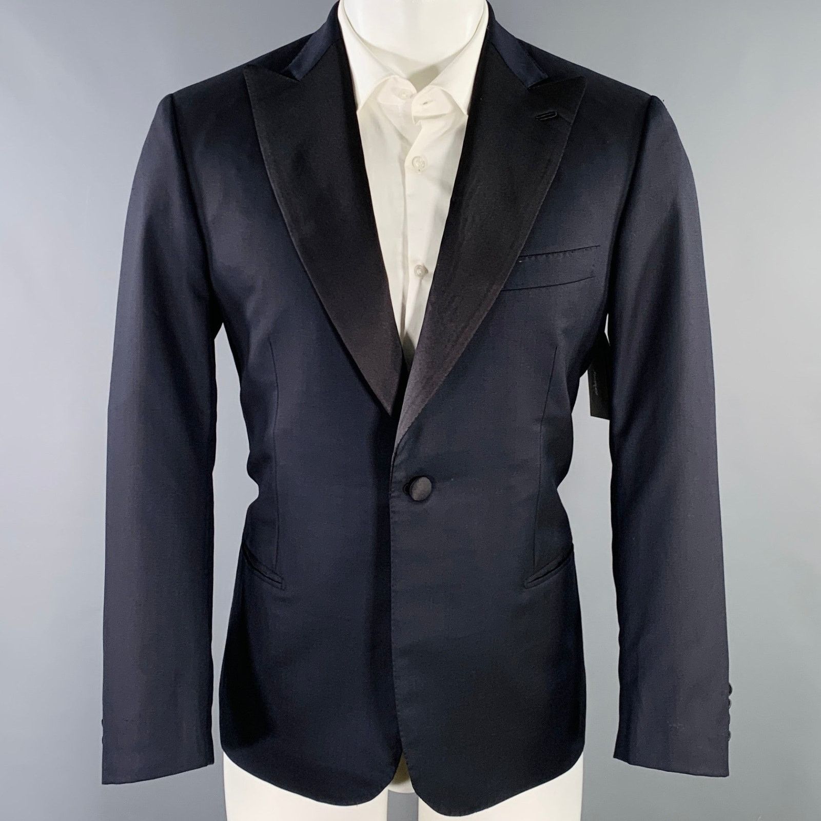 Brioni Navy Black Two Toned Wool Peak Lapel Sport Coat Size 40R - 1 Thumbnail