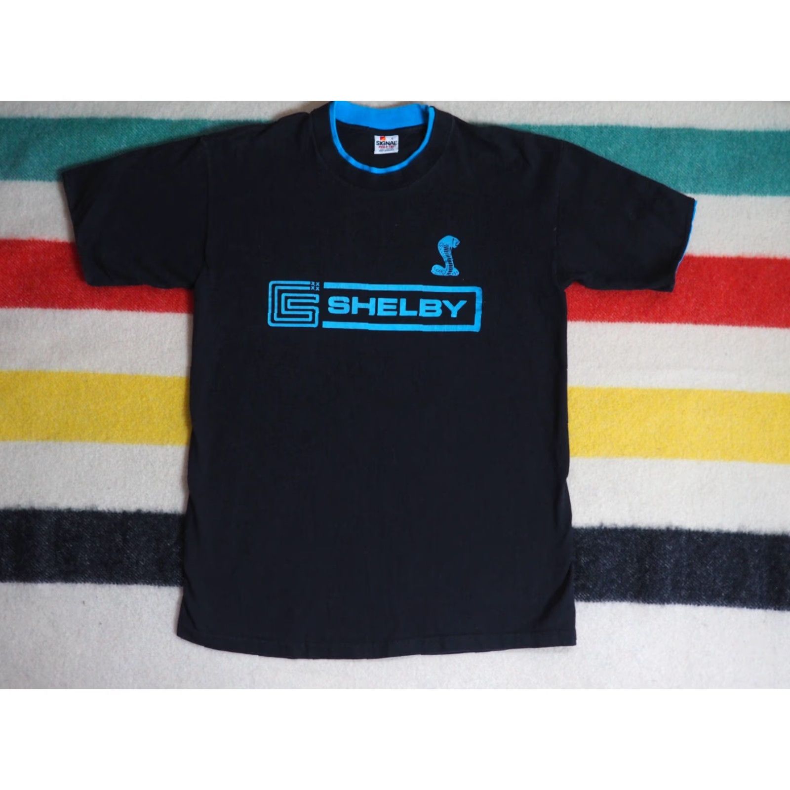 Ford VTG 80s 90s Signal FORD SHELBY Cobra Car Promo Tee T-Shirt Blue Black USA Mens M Size US M / EU 48-50 / 2 - 2 Thumbnail