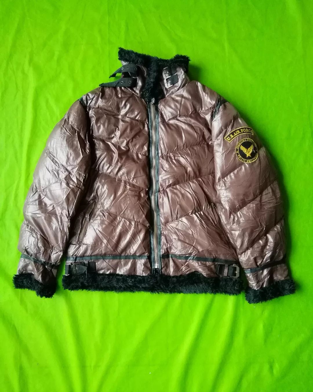 GOA Beans House Military Faux Fur Trimmed Puffer Bomber Jacket Size US L / EU 52-54 / 3 - 2 Thumbnail