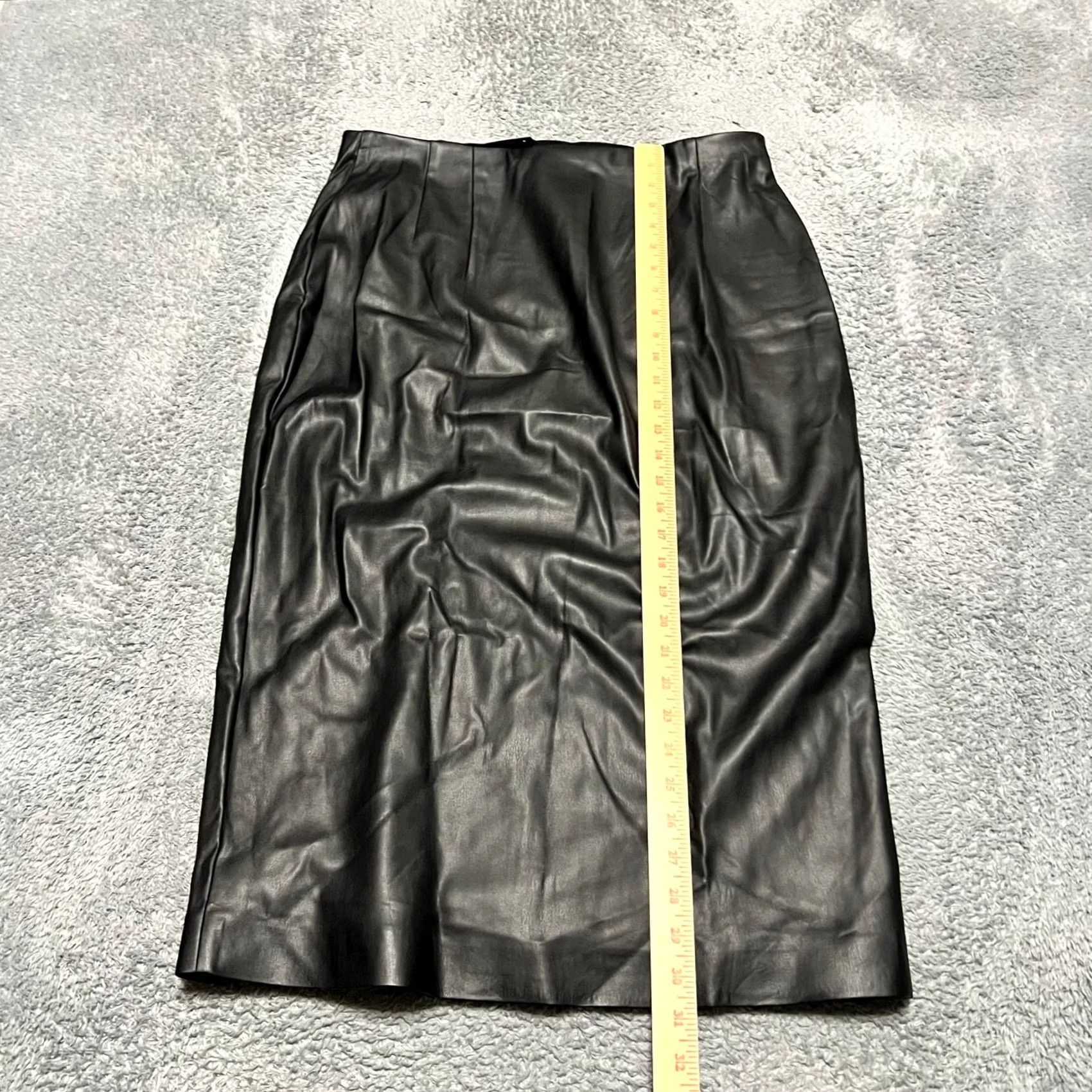 Express Express Faux Leather Pencil Skirt High Waist Slit Black Large Womens Size 36" / US 14 / IT 50 - 6 Thumbnail