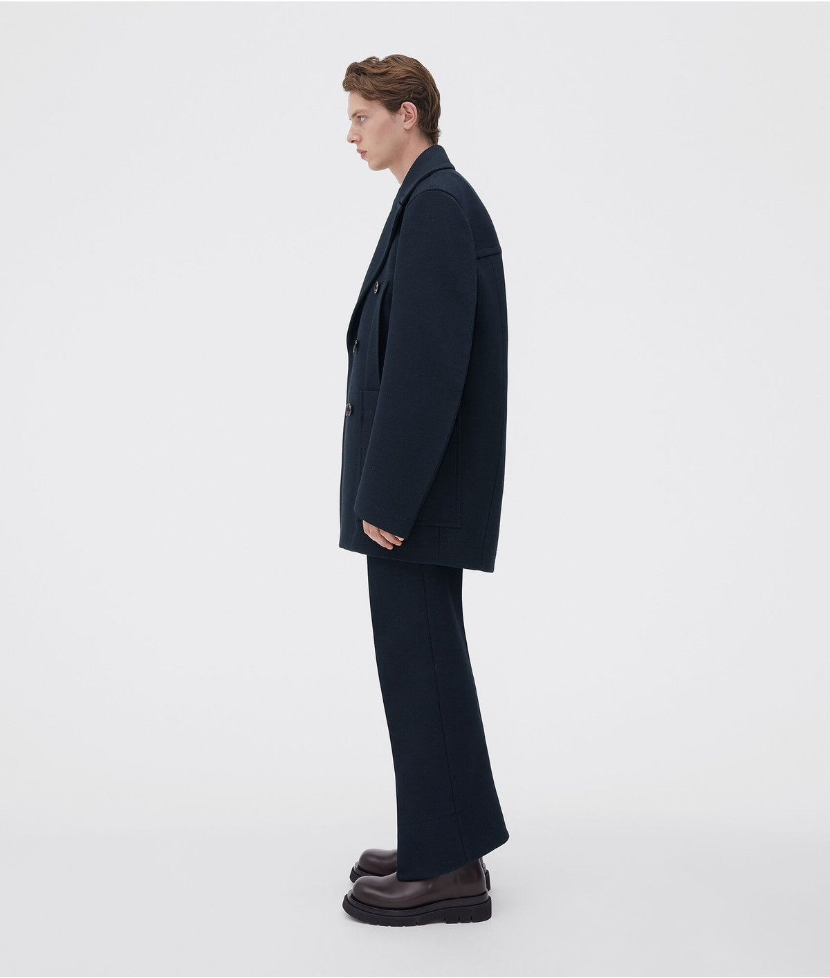 Bottega Veneta Navy rare oversized grain de poudre curved peacoat Size US S / EU 44-46 / 1 - 3 Thumbnail