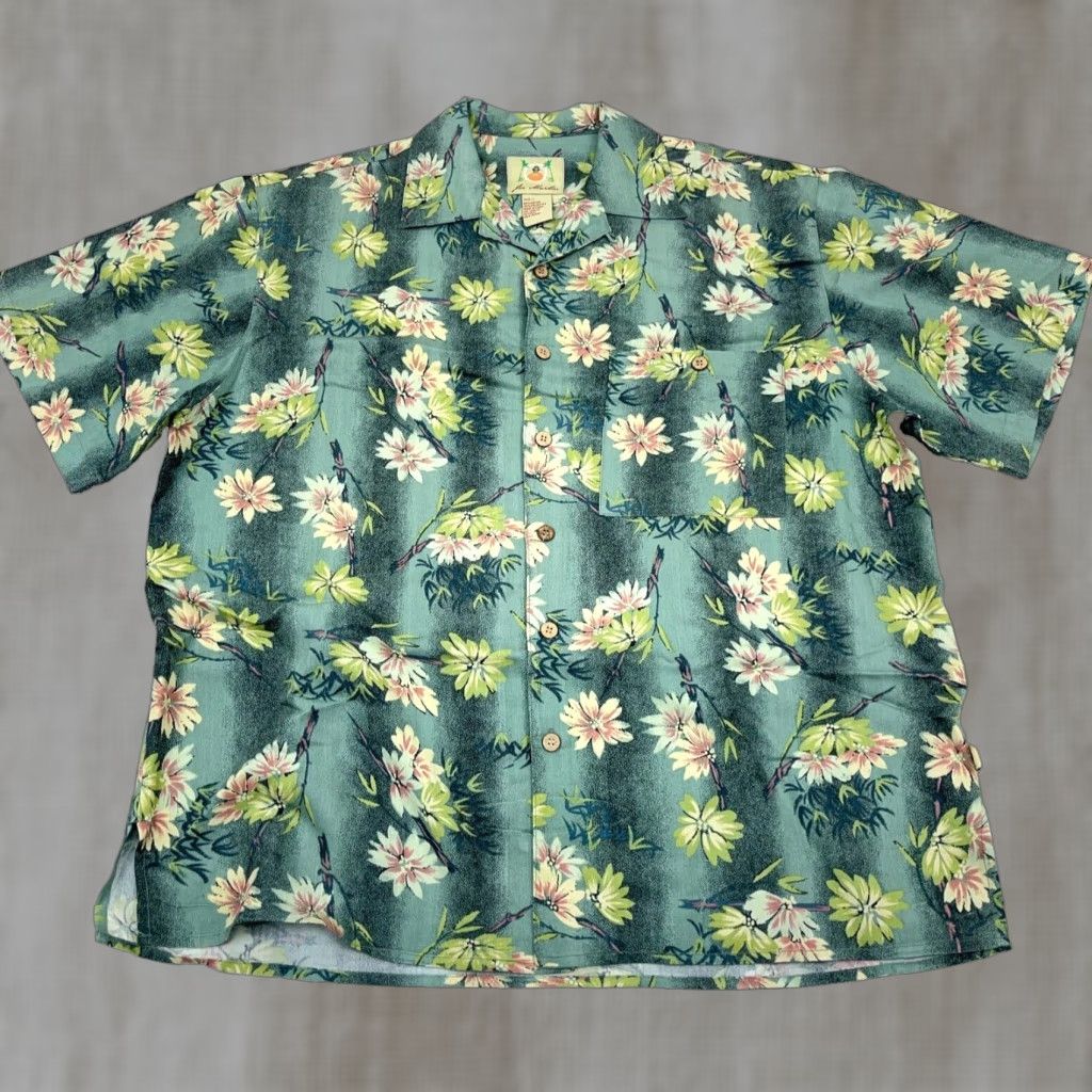 Vintage Joe Marlin Shirt Men Large Green Floral Button-Up Rayon Hawaiian Camp Hawaiian Floral Button-Up Shirt Mens L Green Size US L / EU 52-54 / 3 - 1 Thumbnail