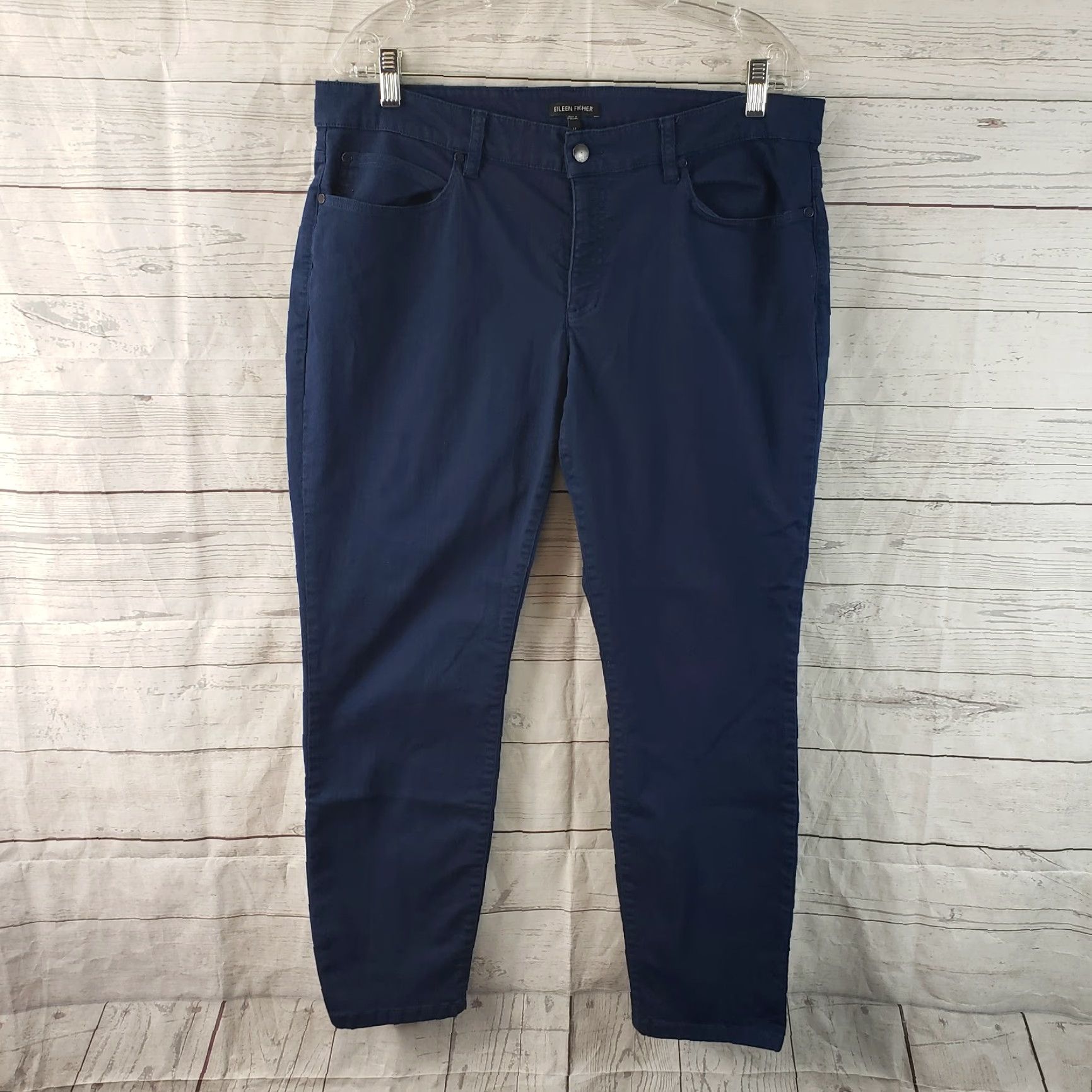 Eileen Fisher Eileen Fisher Womens Jeans Sz 12 Blue Mid Rise Cotton Denim Skinny 28in Inseam Mens? Size 34" / US 12 / IT 48 - 2 Thumbnail
