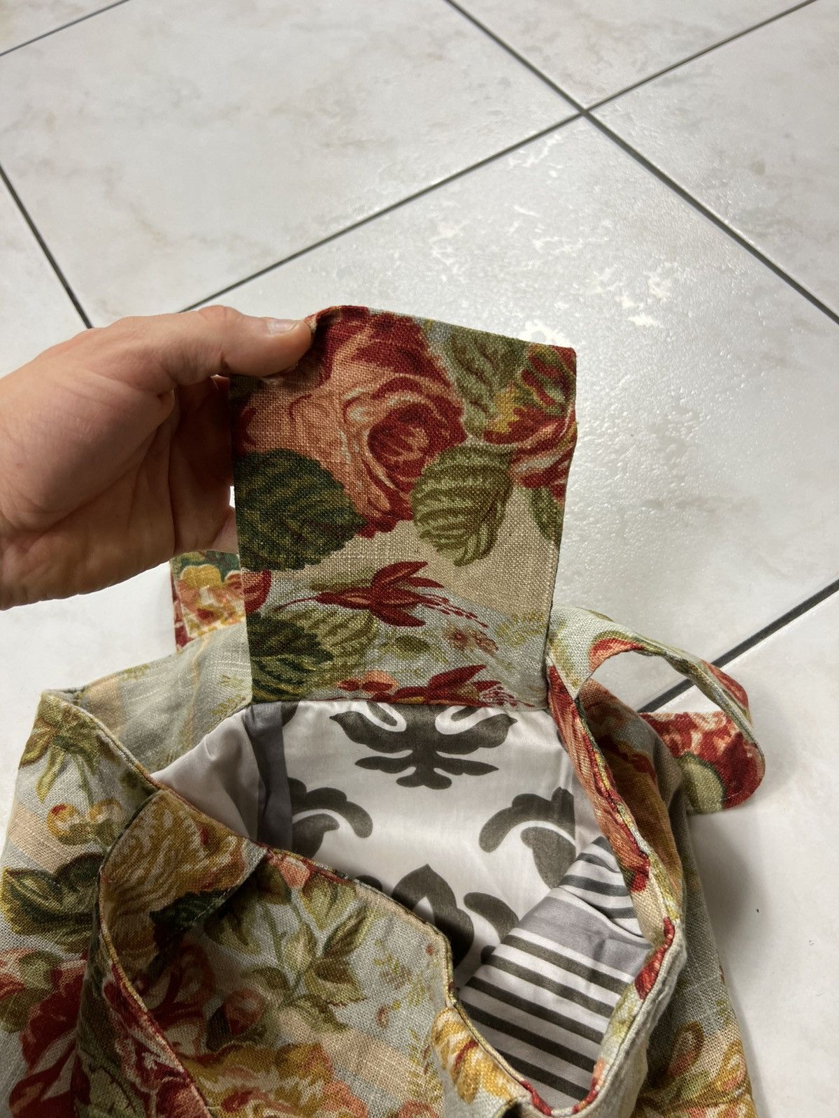 Handmade Vintage handmade floral tote bag F.S. Design art full print Size ONE SIZE - 20 Thumbnail