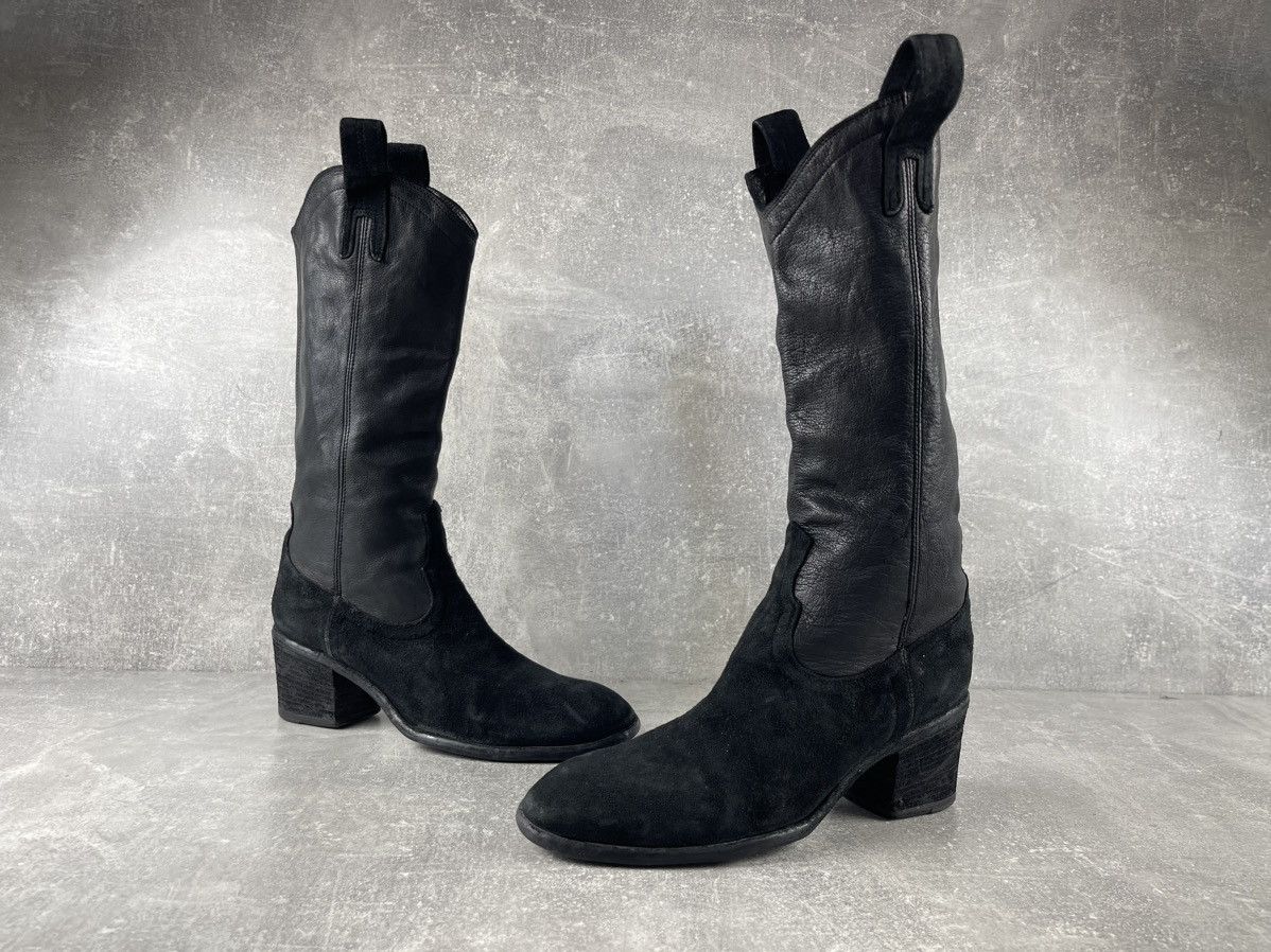 Other Fauzian Jeunesse Black Leather Suede Cowboy Boots Size US 7 / IT 37 - 5 Thumbnail