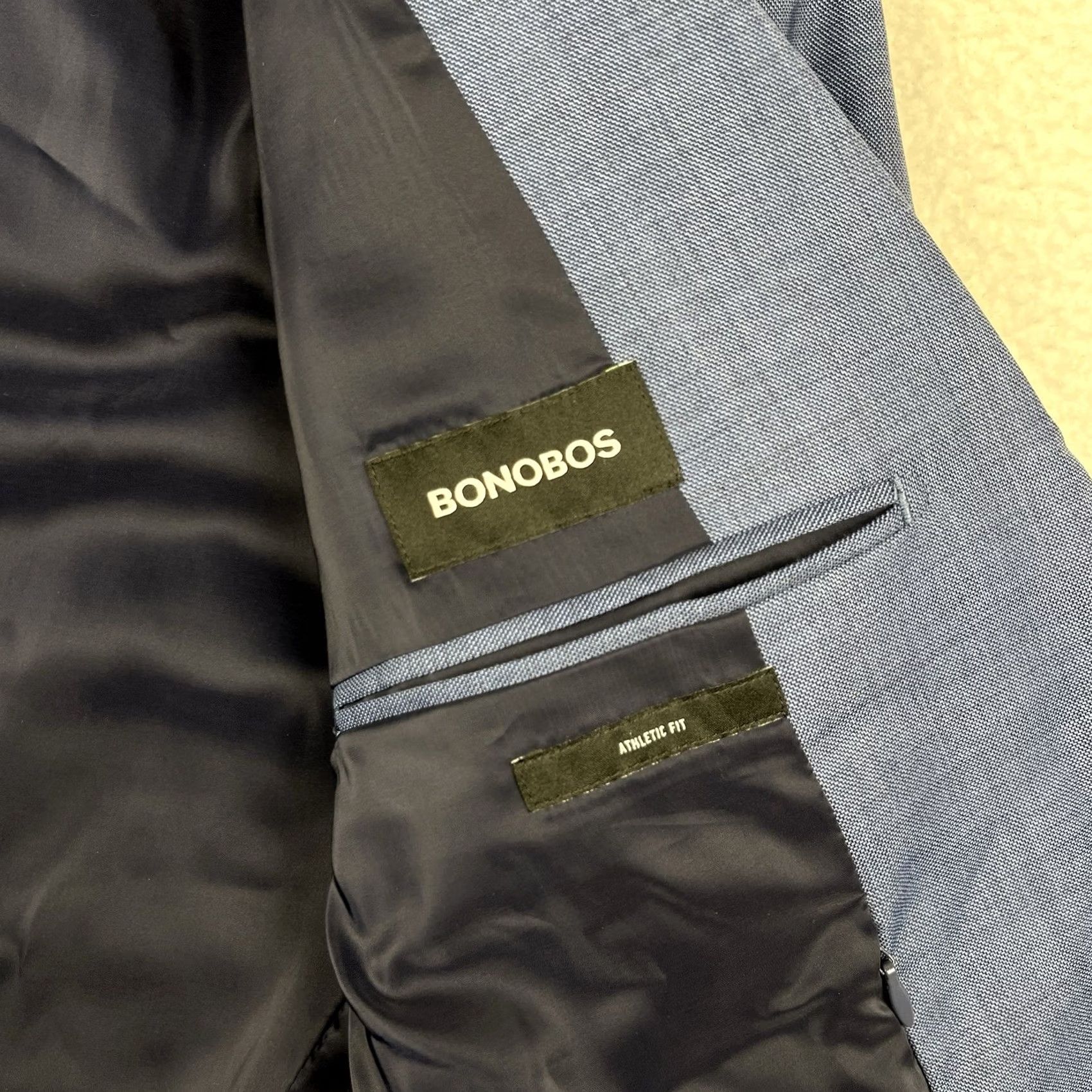 Bonobos Bonobos Suit 40R Blue Wool Italy Mens Jacket Pants 2 Piece Slim Fit Notch Lapel 2 Button Double Vent Regular Style: Suit Separate Size 40R - 3 Thumbnail