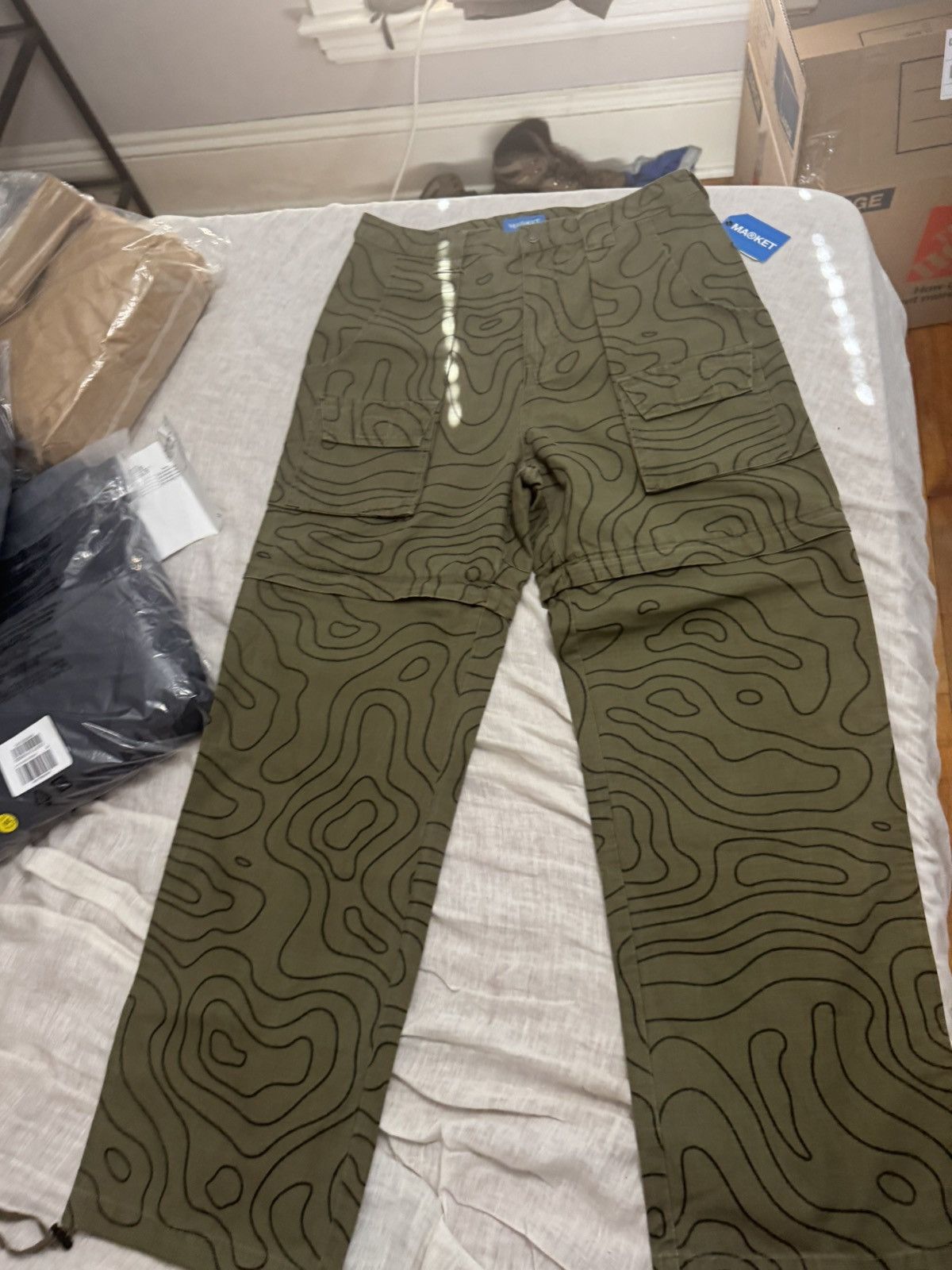 Market MARKET (Chinatown Market) TOPO MORAINE ZIPPER PANTS - KELP Size US 30 / EU 46 - 2 Thumbnail