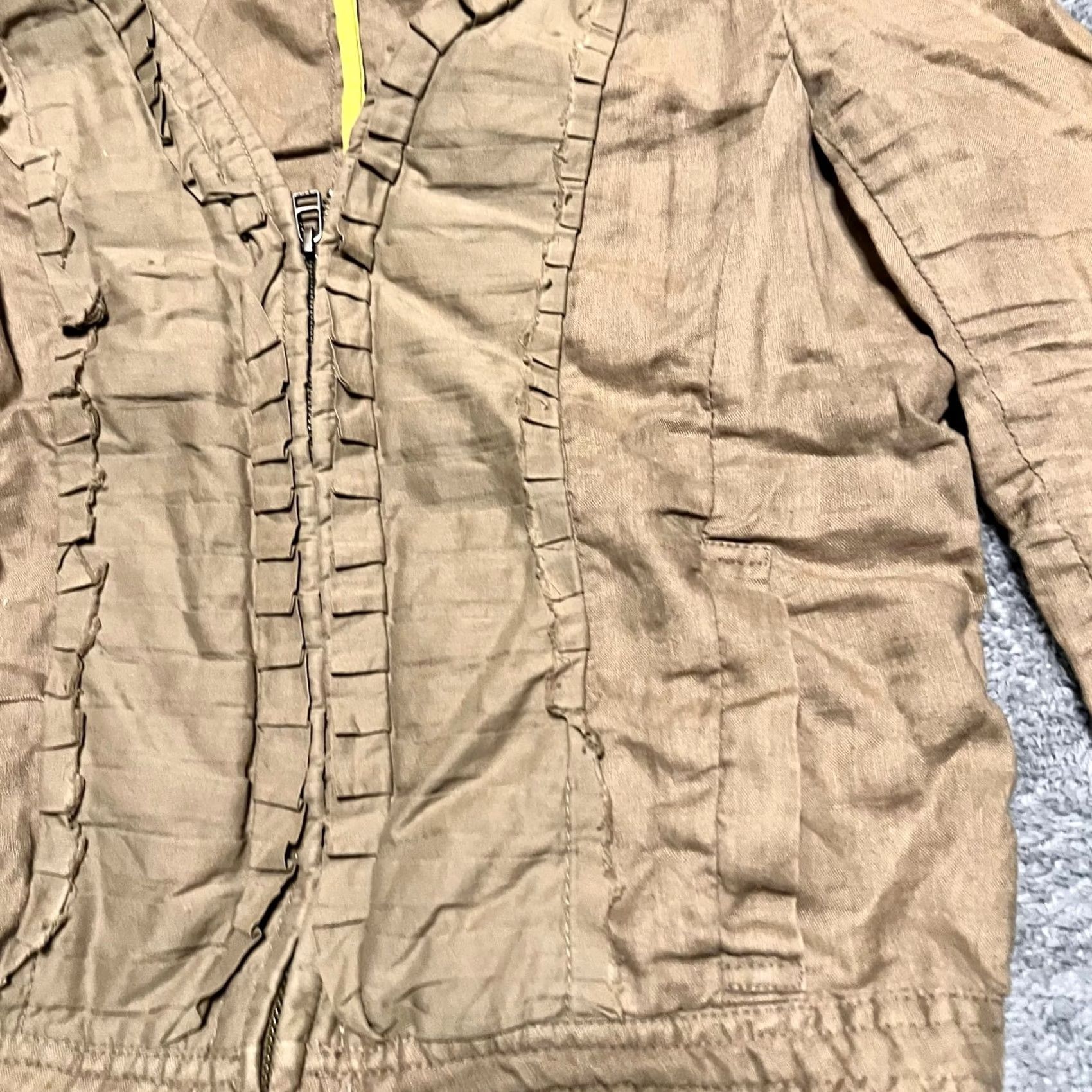 Anthropologie Hei Hei Bomber Jacket Womens 6 Small Linen Pleated Zip Military Coat Brown Linen Bomber Jacket Women 6 Small Retro Military-inspired Hei Hei Womens Size M / US 6-8 / IT 42-44 - 2 Thumbnail